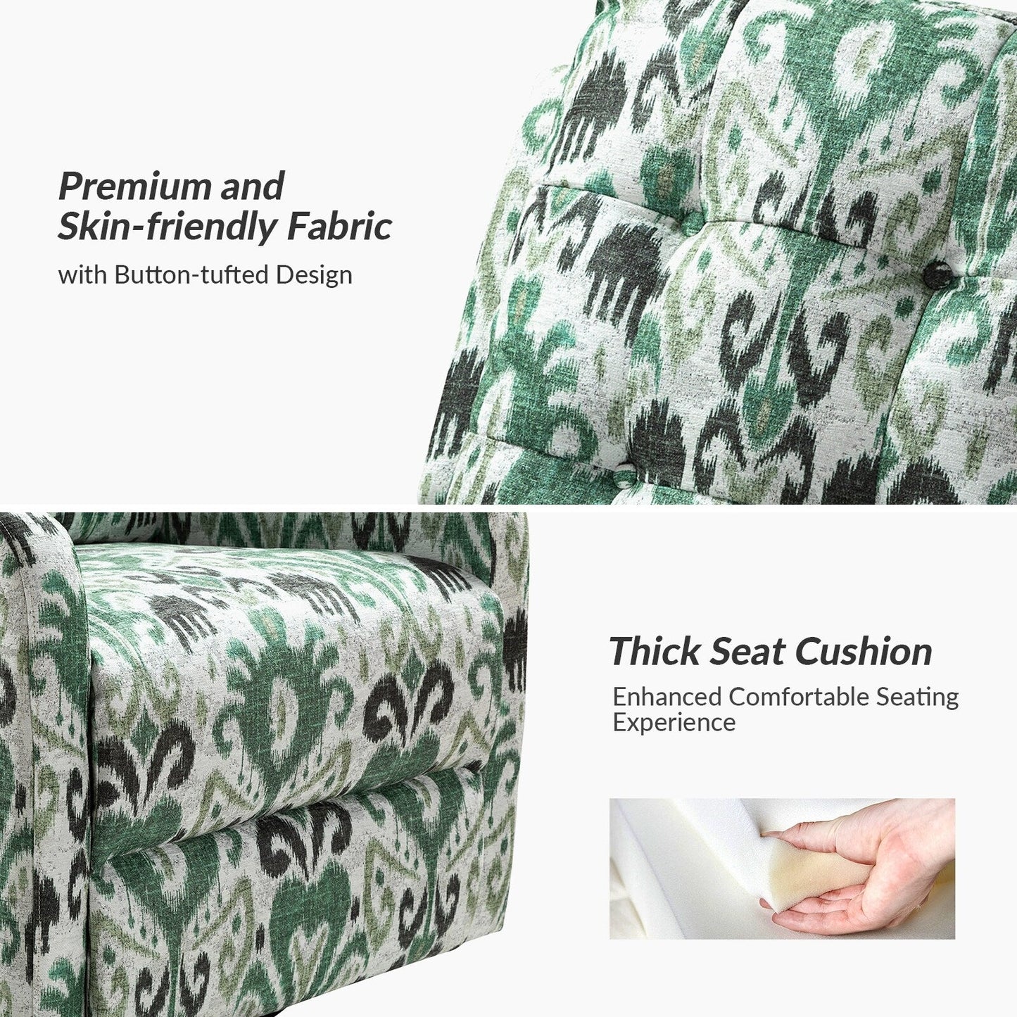 Arlette Floral Manual Swivel Recliner with Tufted Back Set of 2