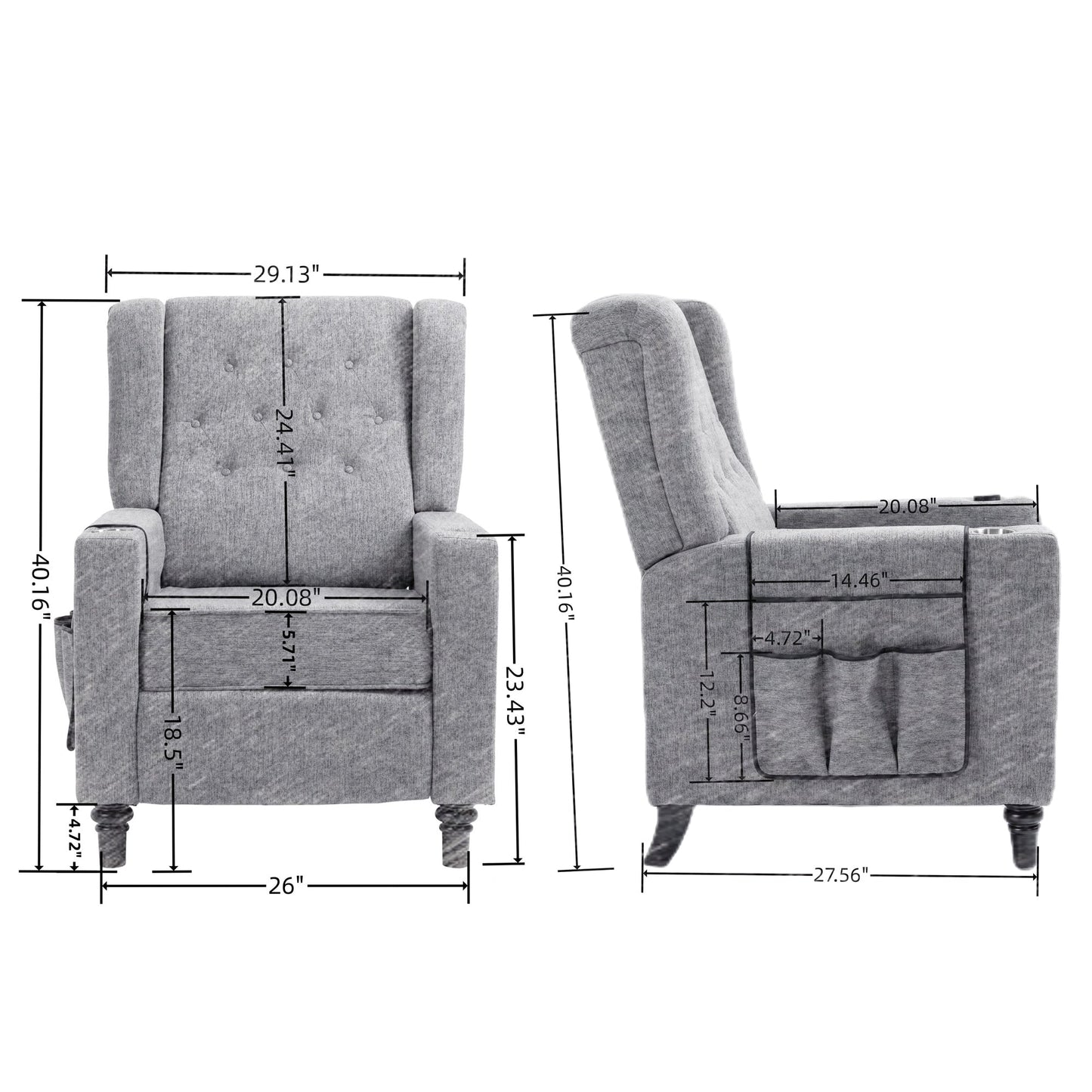 Arm Pushing Recliner Chair