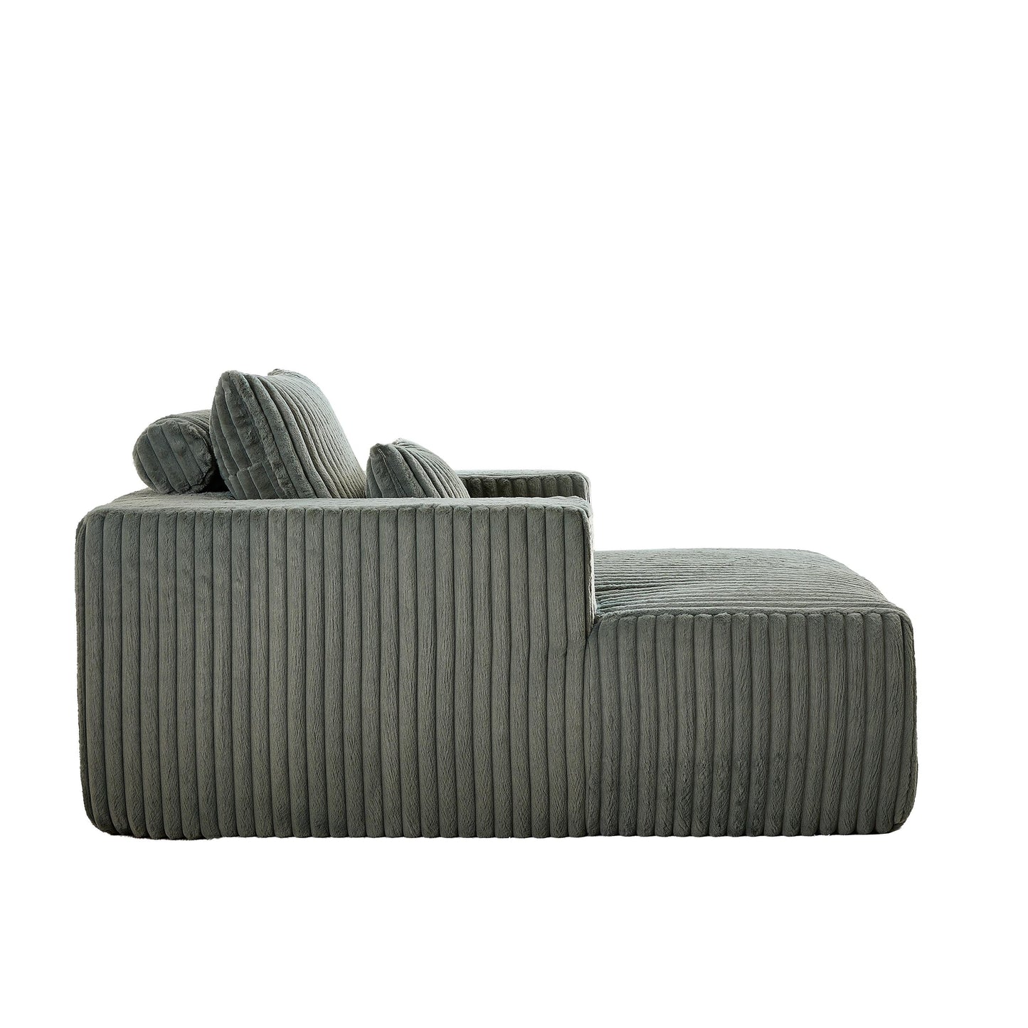 Army Green Modern 62.5 Corduroy Sponge Sofa Lounge Chair with 2 Pillows for Living Room