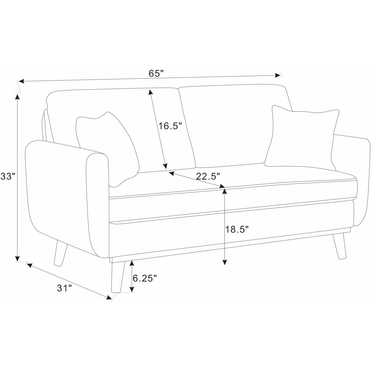 Asher Mid-Century Corduroy Sofa