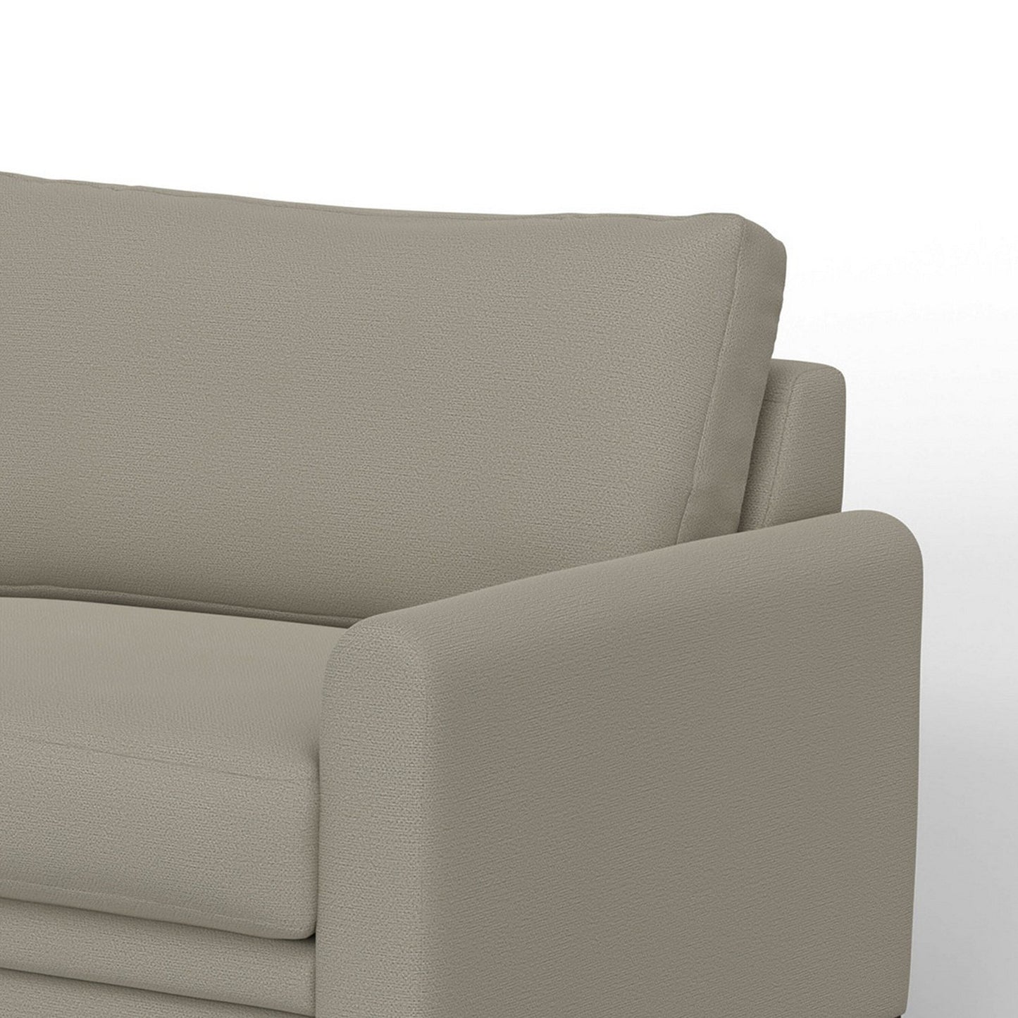 Ata Sofa, Almond Gray Polyester, 2 Pillows, Brown Solid Wood, 86 Inch