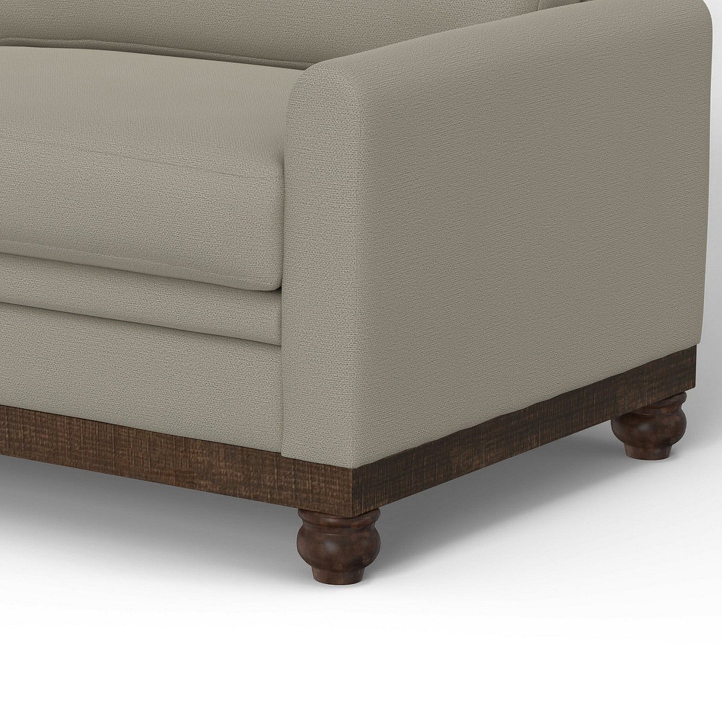 Ata Sofa, Almond Gray Polyester, 2 Pillows, Brown Solid Wood, 86 Inch