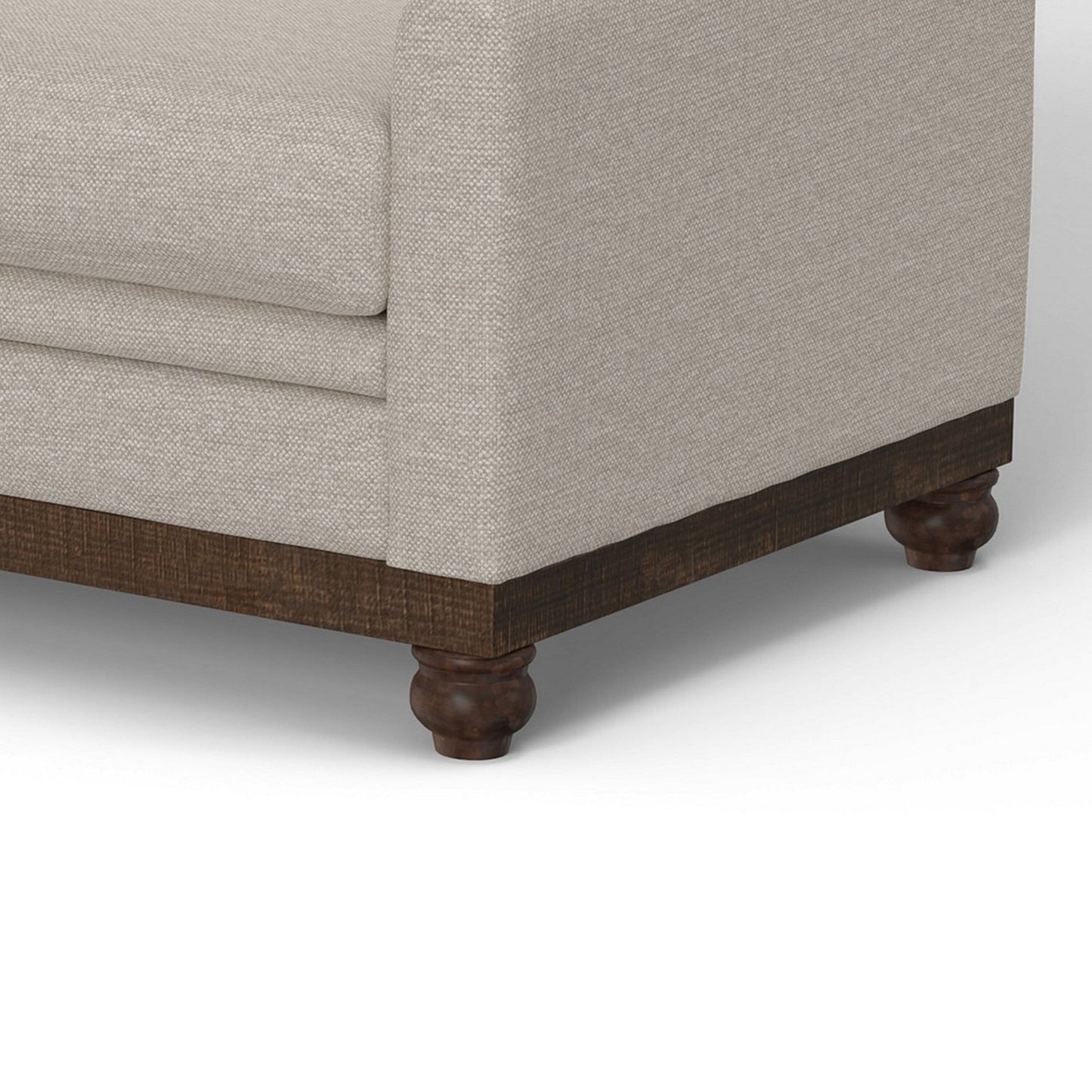 Ata Sofa, Beige Polyester, 2 Pillows, Brown Solid Wood Frame, 86 Inch
