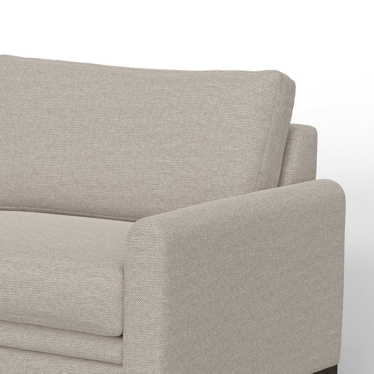 Ata Sofa, Beige Polyester, 2 Pillows, Brown Solid Wood Frame, 86 Inch