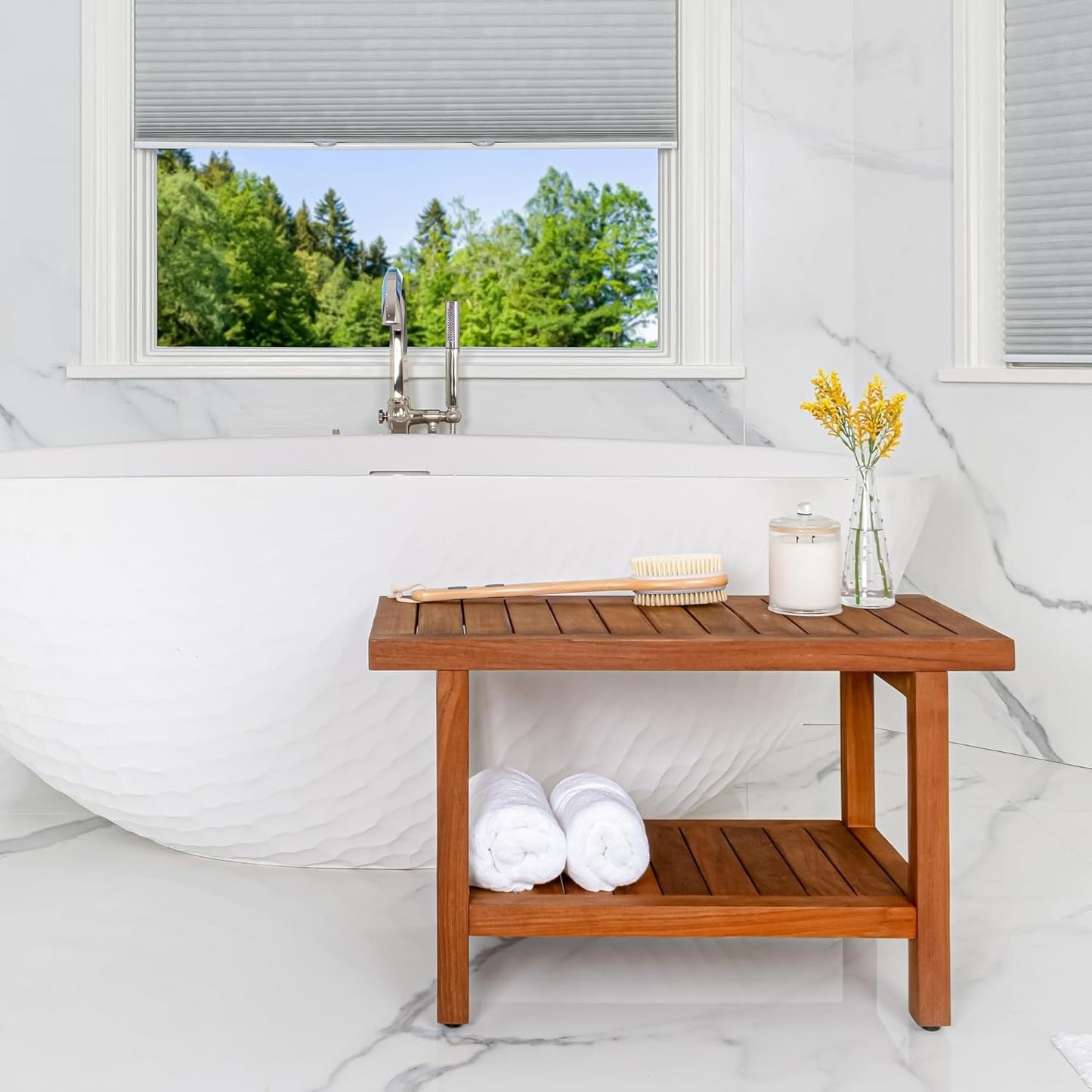 Aurora Home Indonesian Teak Shower Table/Bench