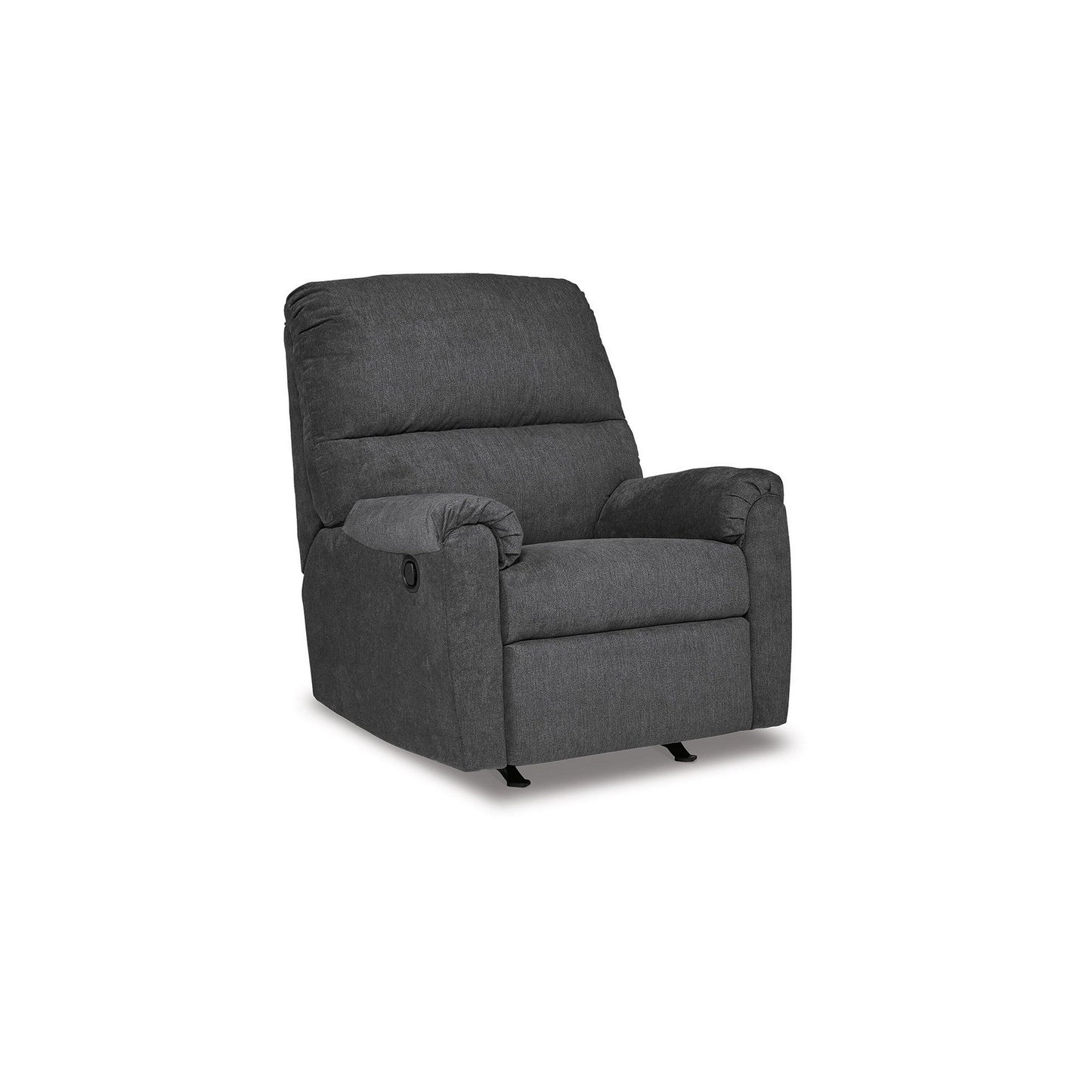 Avel Manual Rocker Recliner Chair, Dark Gray Polyester, Metal Frame