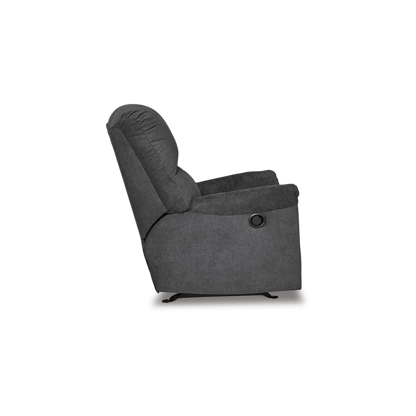 Avel Manual Rocker Recliner Chair, Dark Gray Polyester, Metal Frame
