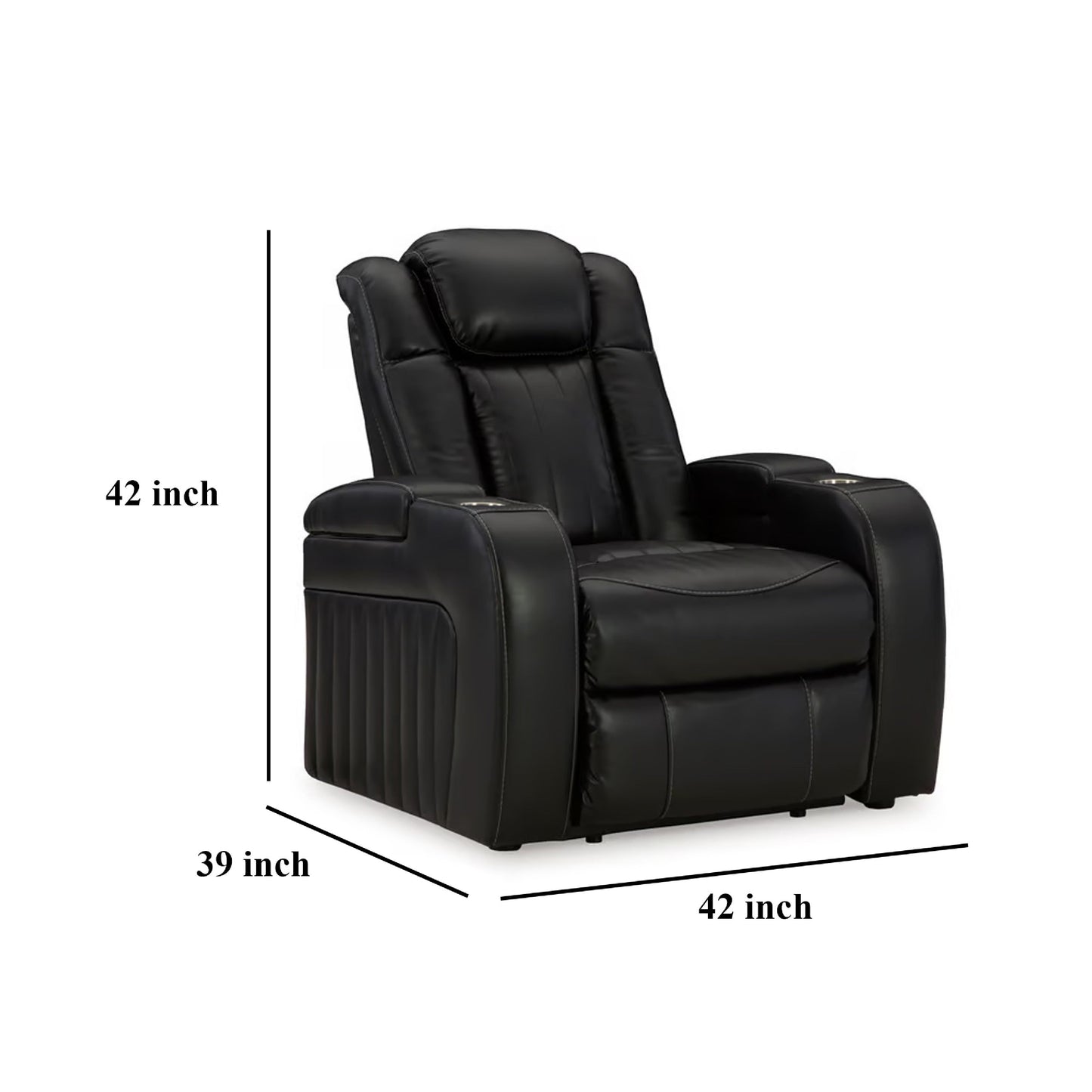Aven Power Recliner Chair, Premium Features Midnight Blue Faux Leather