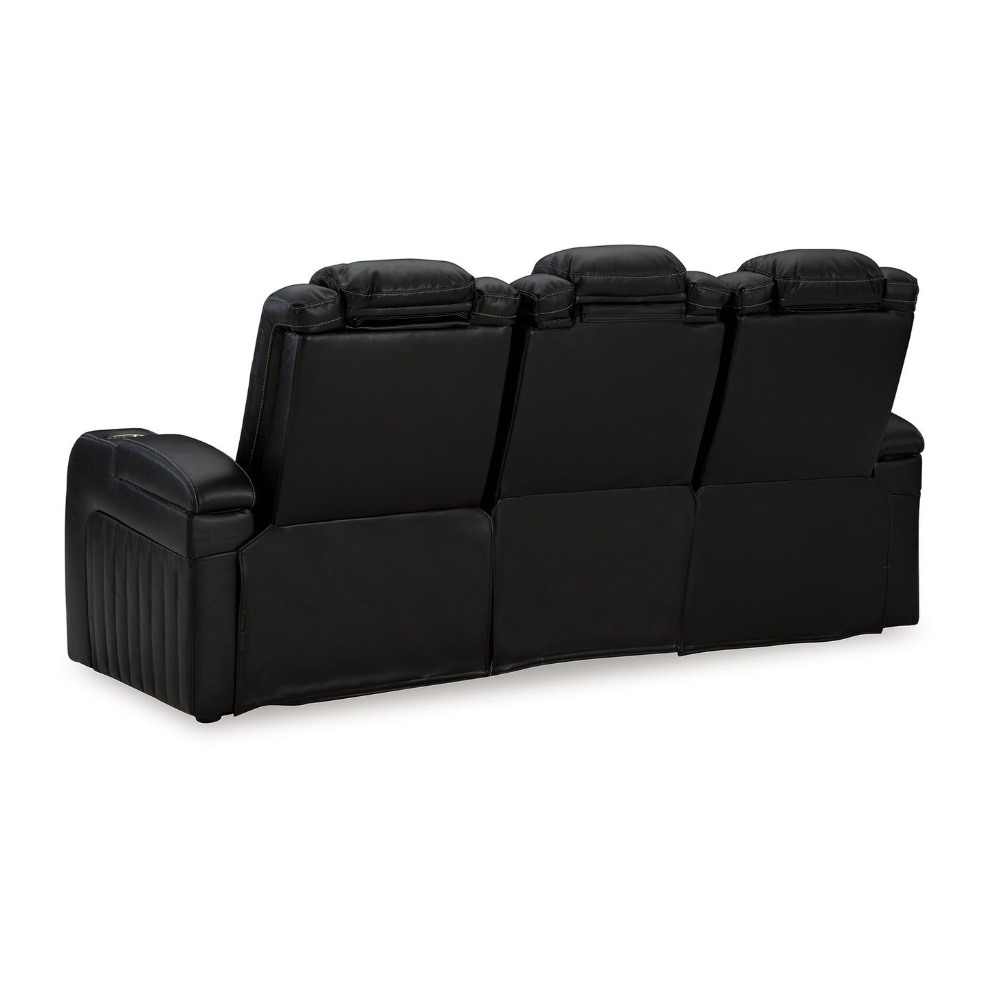 Aven Power Recliner Sofa, LED, Midnight Blue Faux Leather, 86 Inch