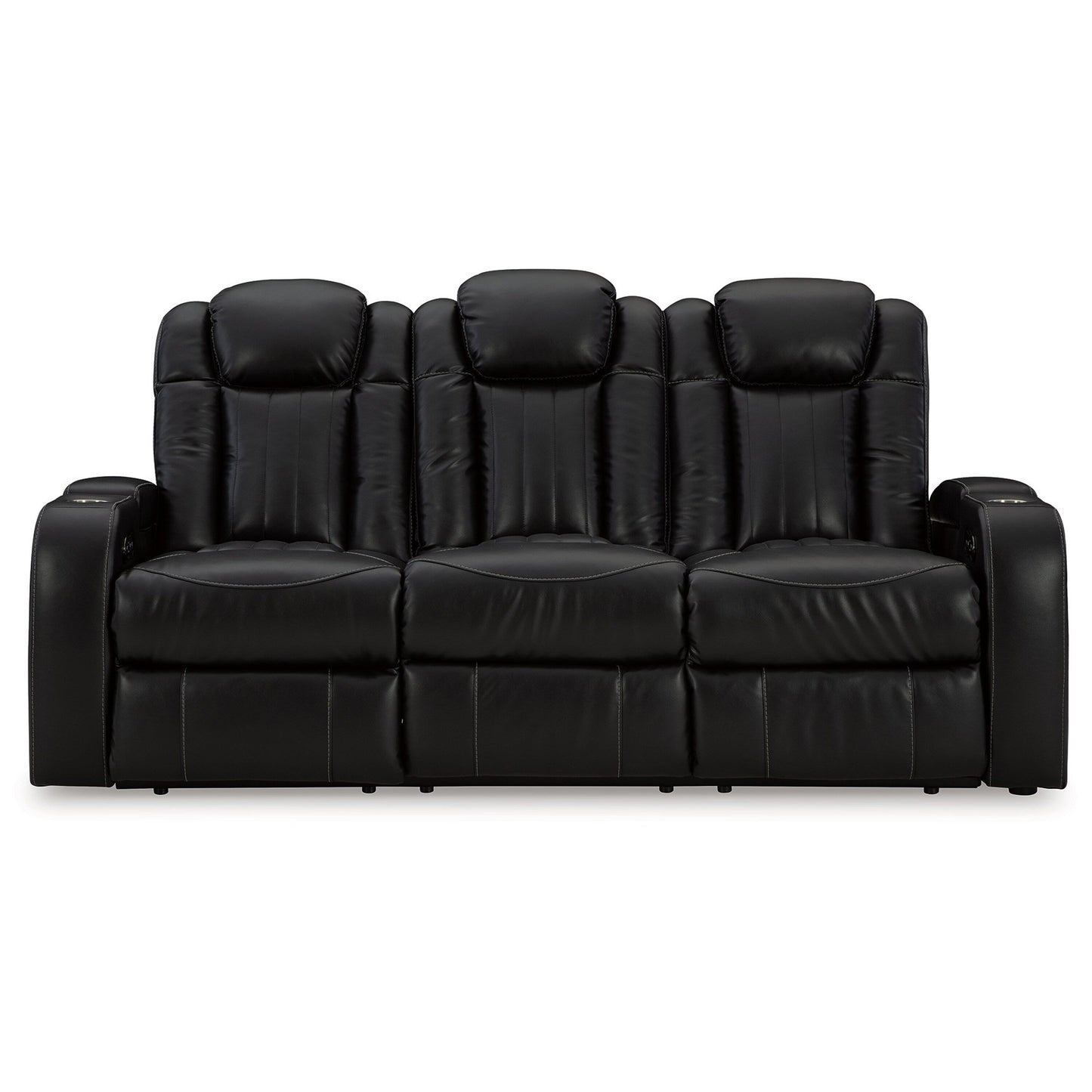 Aven Power Recliner Sofa, LED, Midnight Blue Faux Leather, 86 Inch
