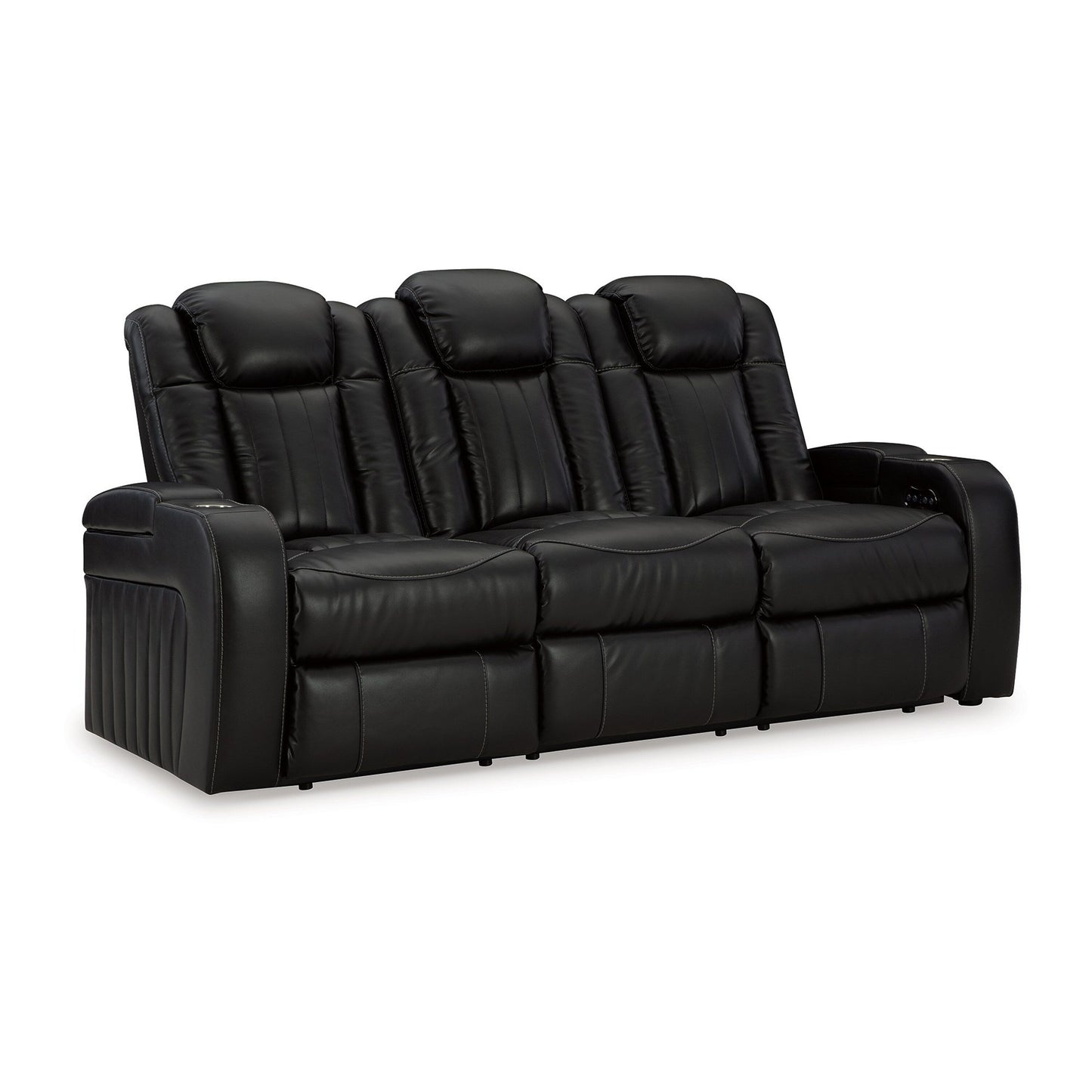 Aven Power Recliner Sofa, LED, Midnight Blue Faux Leather, 86 Inch