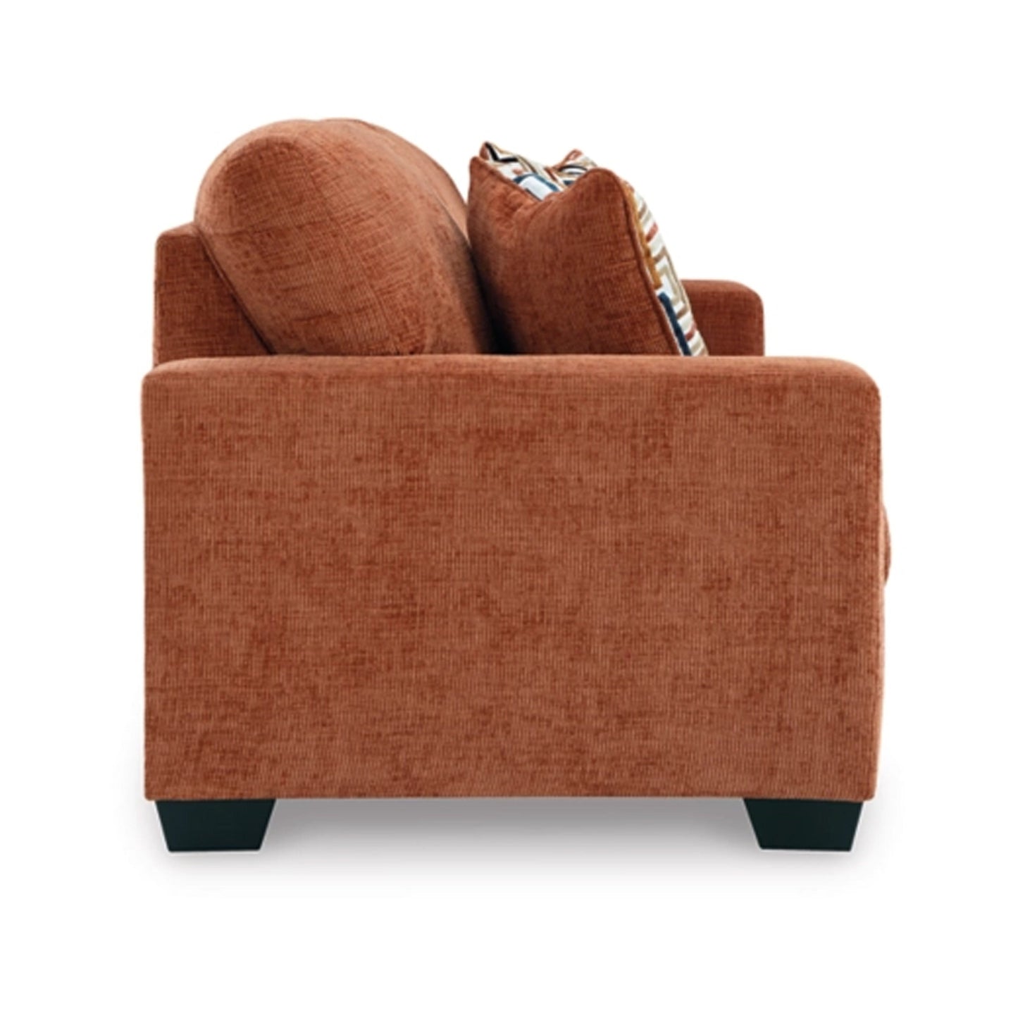 Avie Queen Sofa Sleeper, 2 Accent Pillows, Orange Polyester 85 Inch