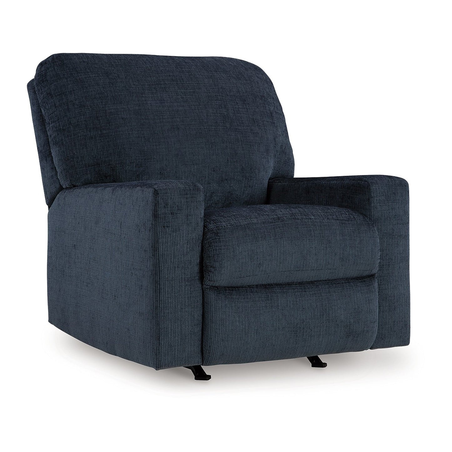 Avie Rocker Recliner Chair with Gentle Motion, Navy Blue Polyester