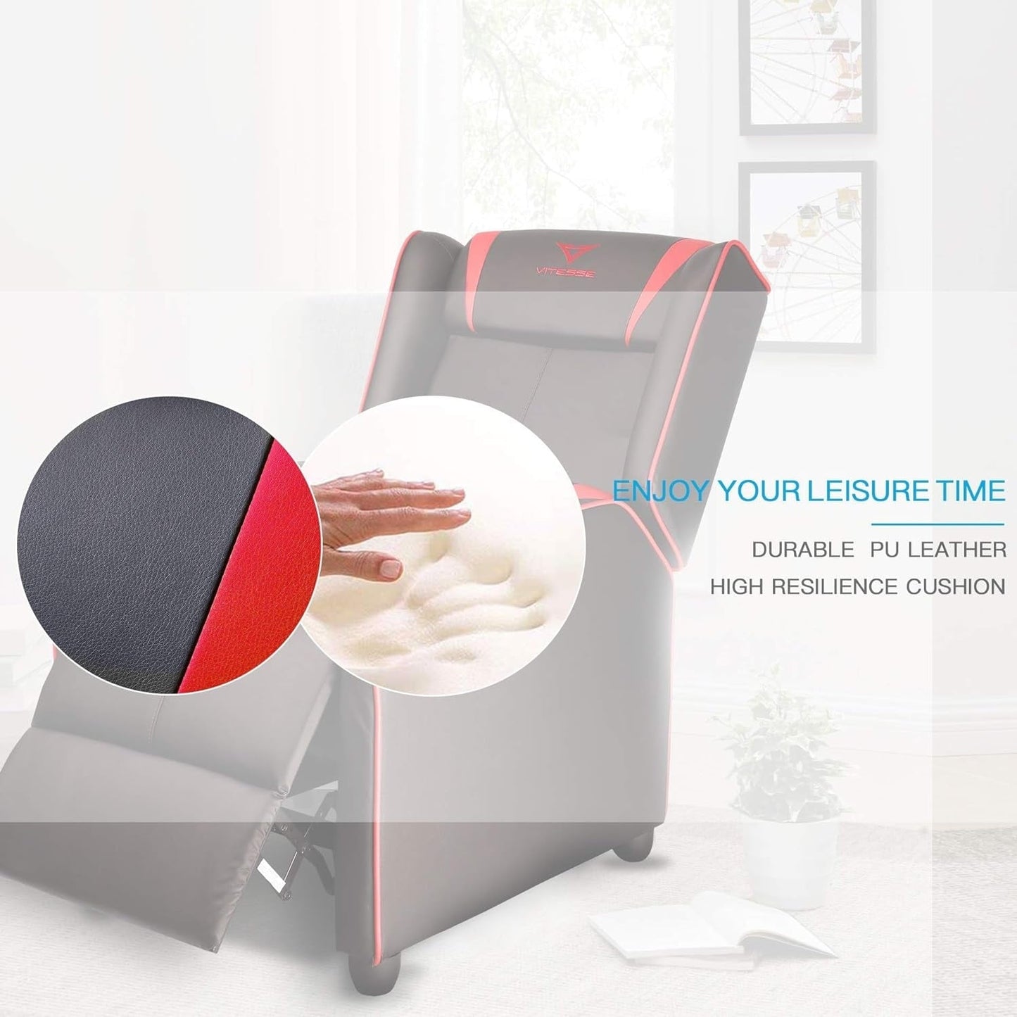 BOSSIN Gaming Recliner Chair Racing Style High Back Chair Living Room Recliners Theater Seating