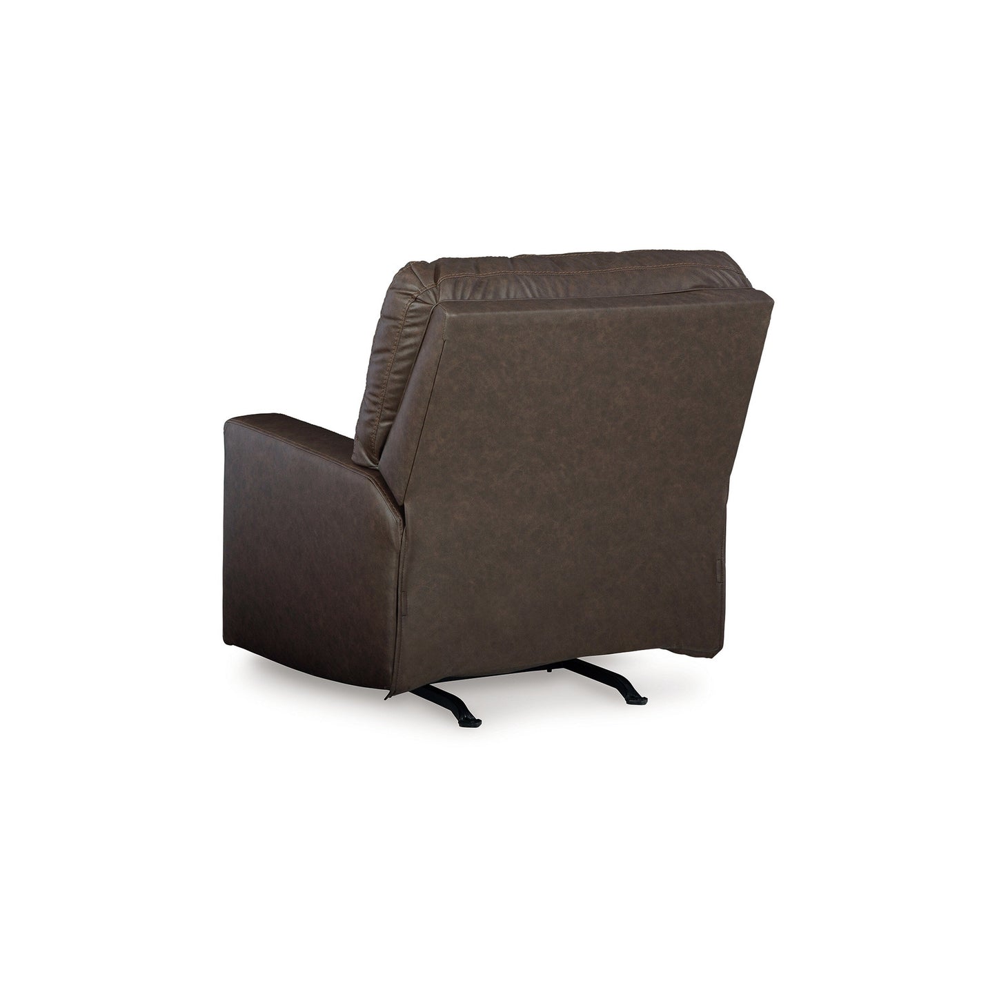 Barl Manual Recliner Chair, 35 Inch Tufted Dark Brown Faux Leather