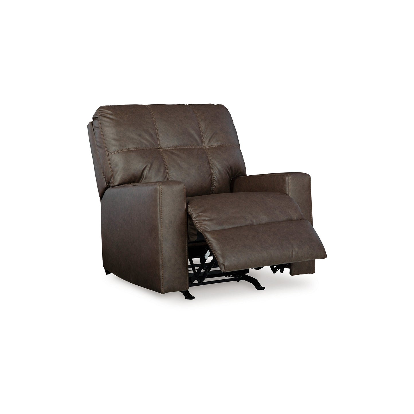 Barl Manual Recliner Chair, 35 Inch Tufted Dark Brown Faux Leather
