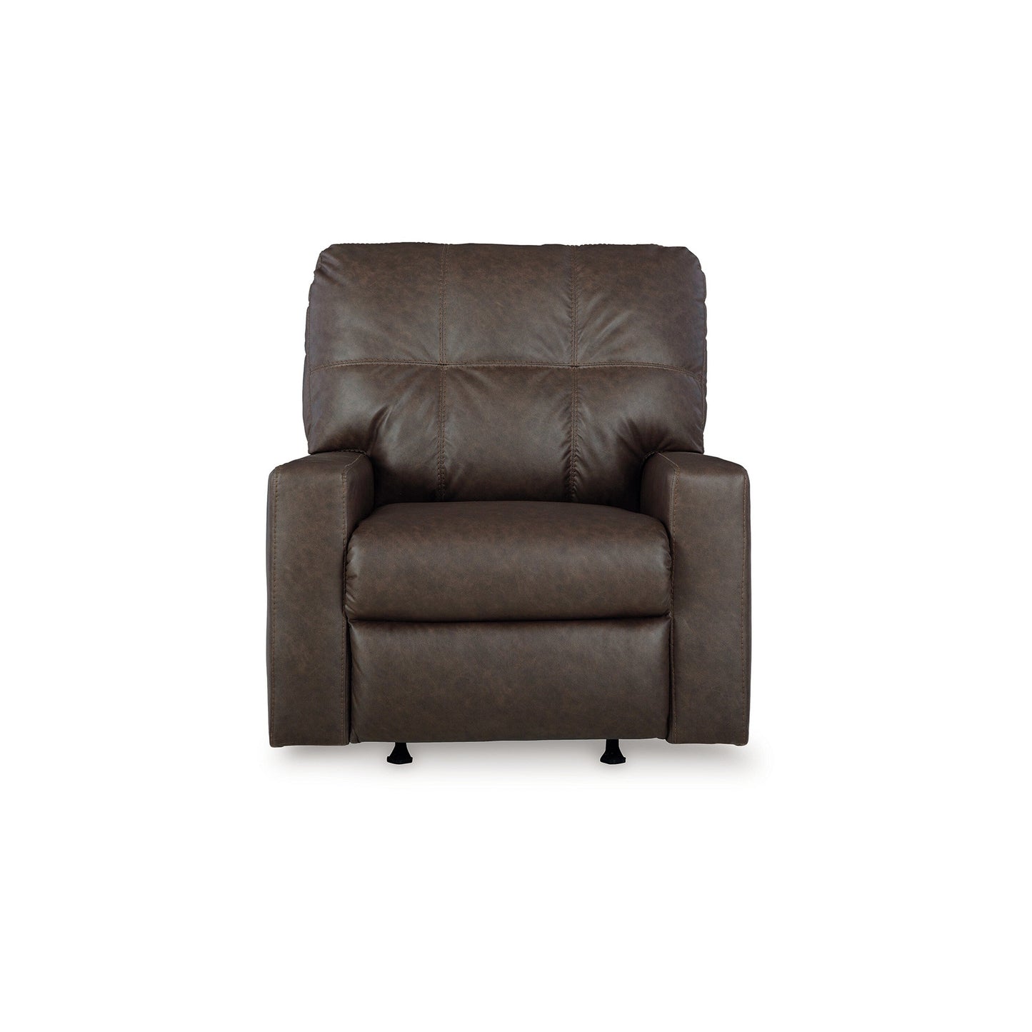 Barl Manual Recliner Chair, 35 Inch Tufted Dark Brown Faux Leather