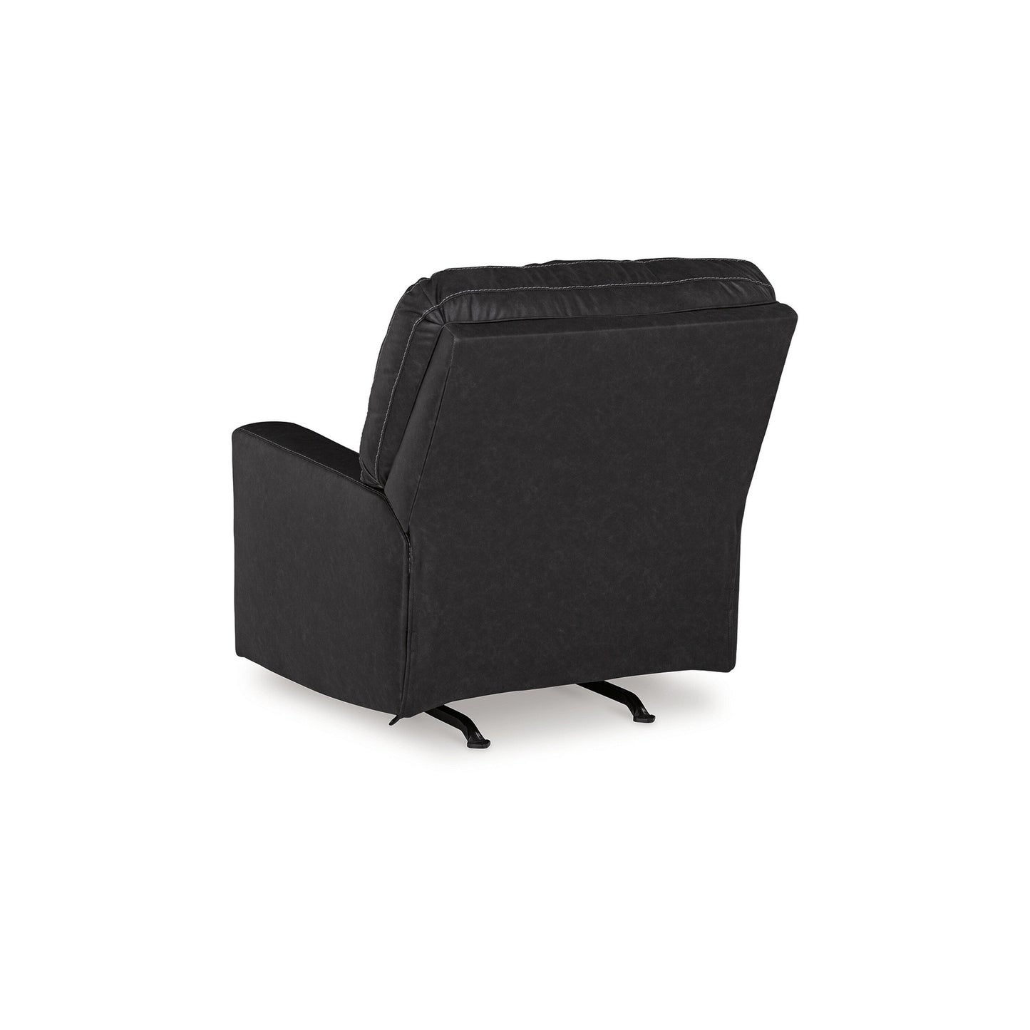 Barl Manual Recliner Chair, 35 Inch Tufted Rich Black Faux Leather