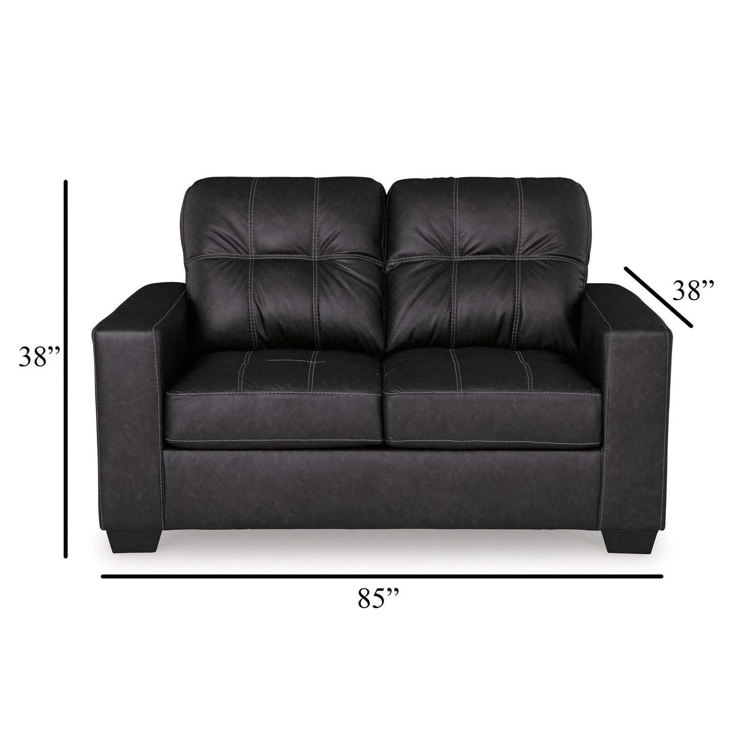 Barl Sofa Sleeper, Queen Size Pull Out Bed, 85 Inch Black Faux Leather