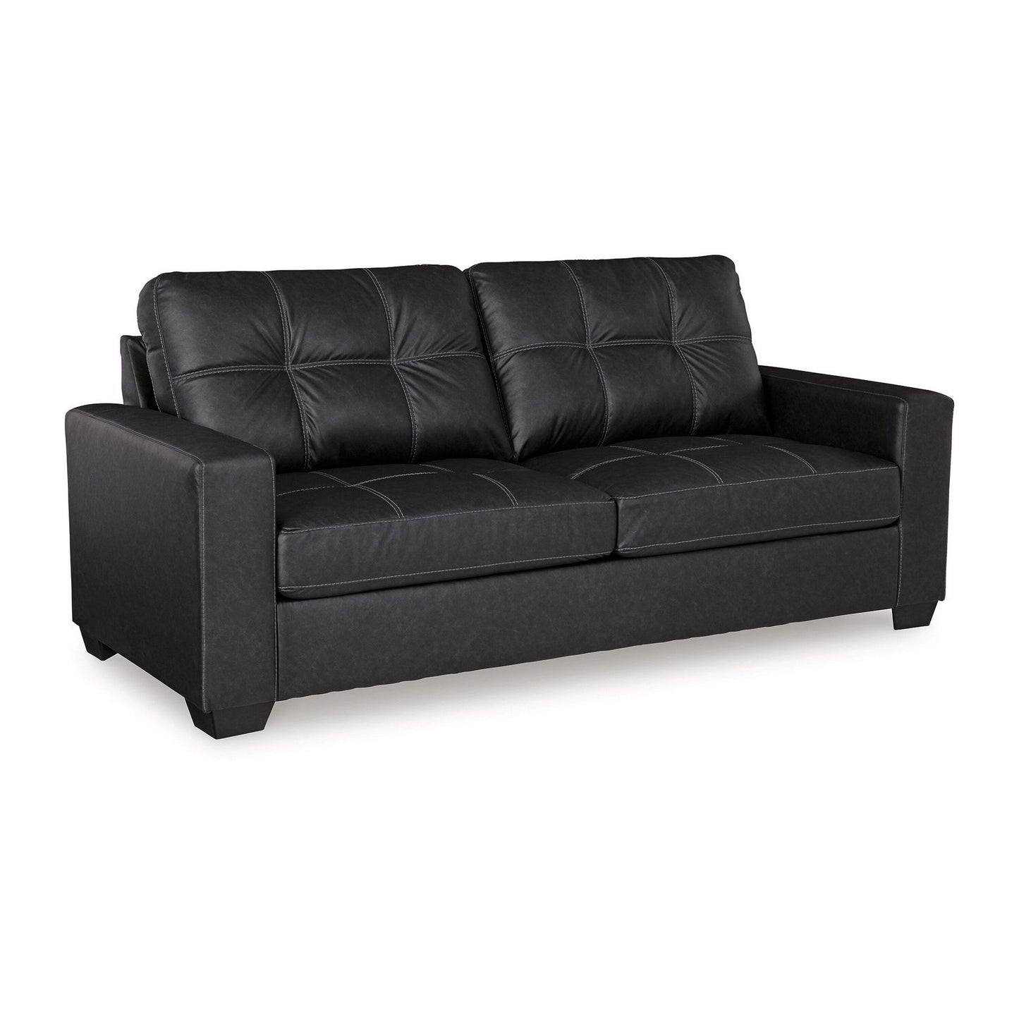 Barl Sofa Sleeper, Queen Size Pull Out Bed, 85 Inch Black Faux Leather