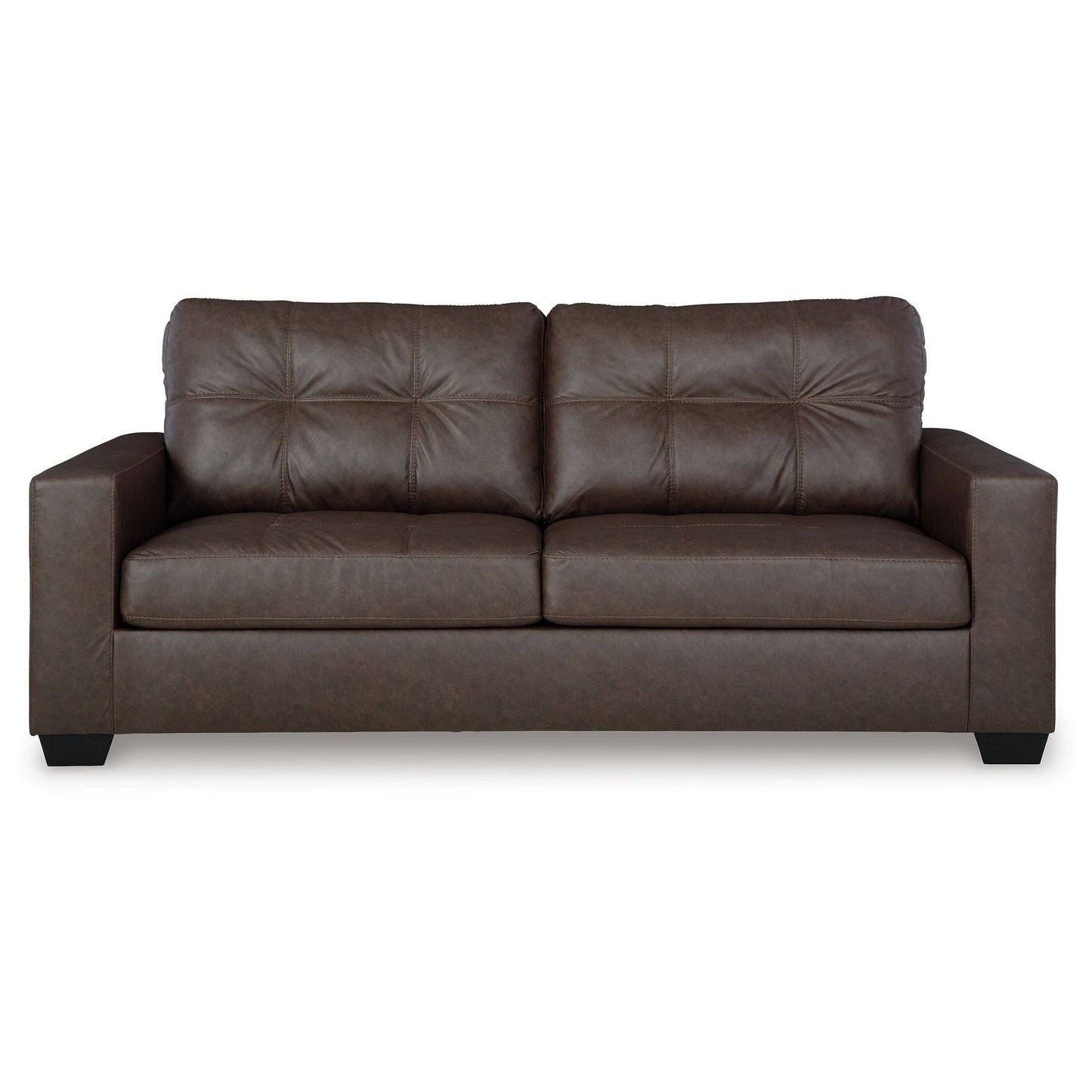 Barl Sofa Sleeper, Queen Size Pull Out Bed, Rich Brown Faux Leather