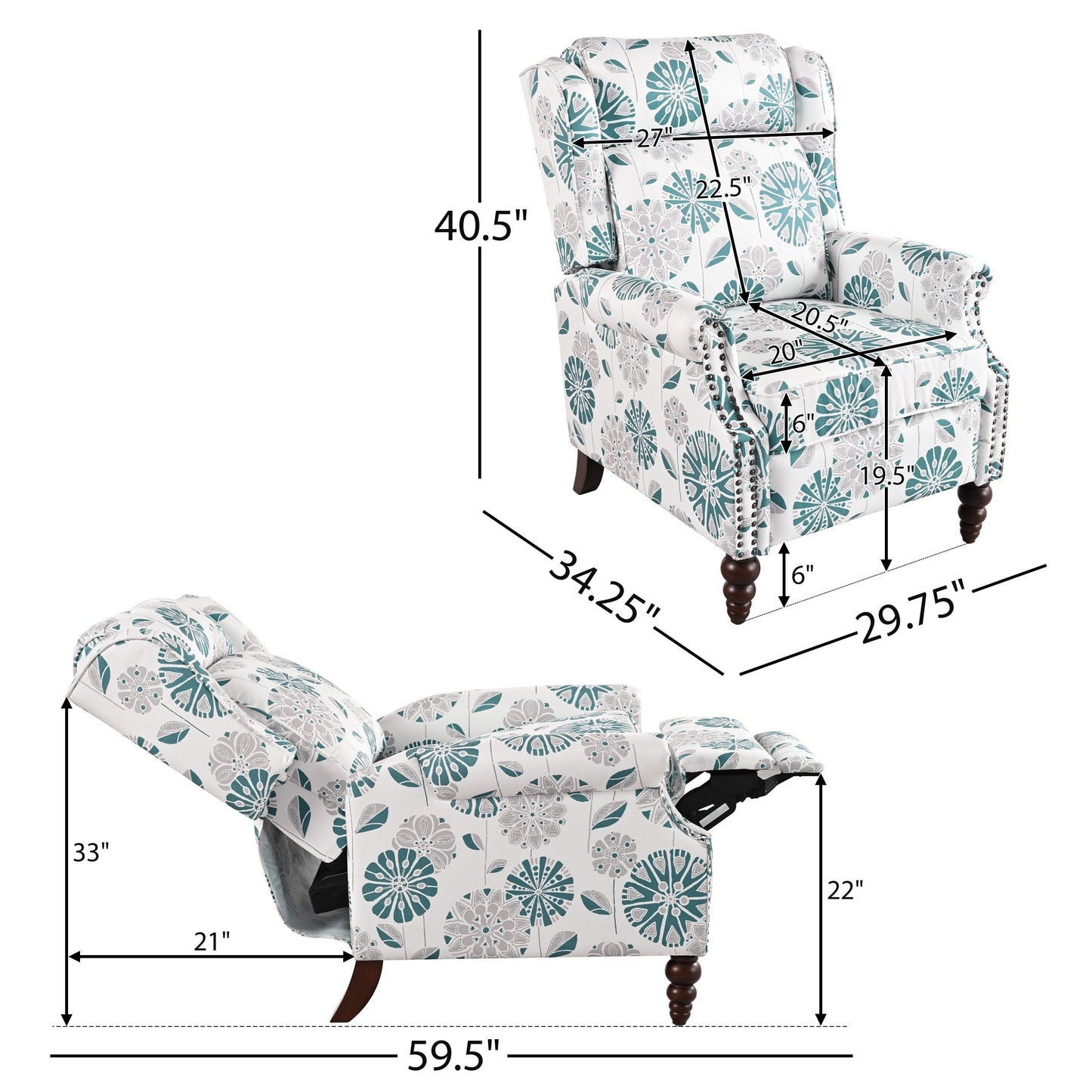 Barnn Upholstered Recliner with Wing Back by Christopher Knight Home