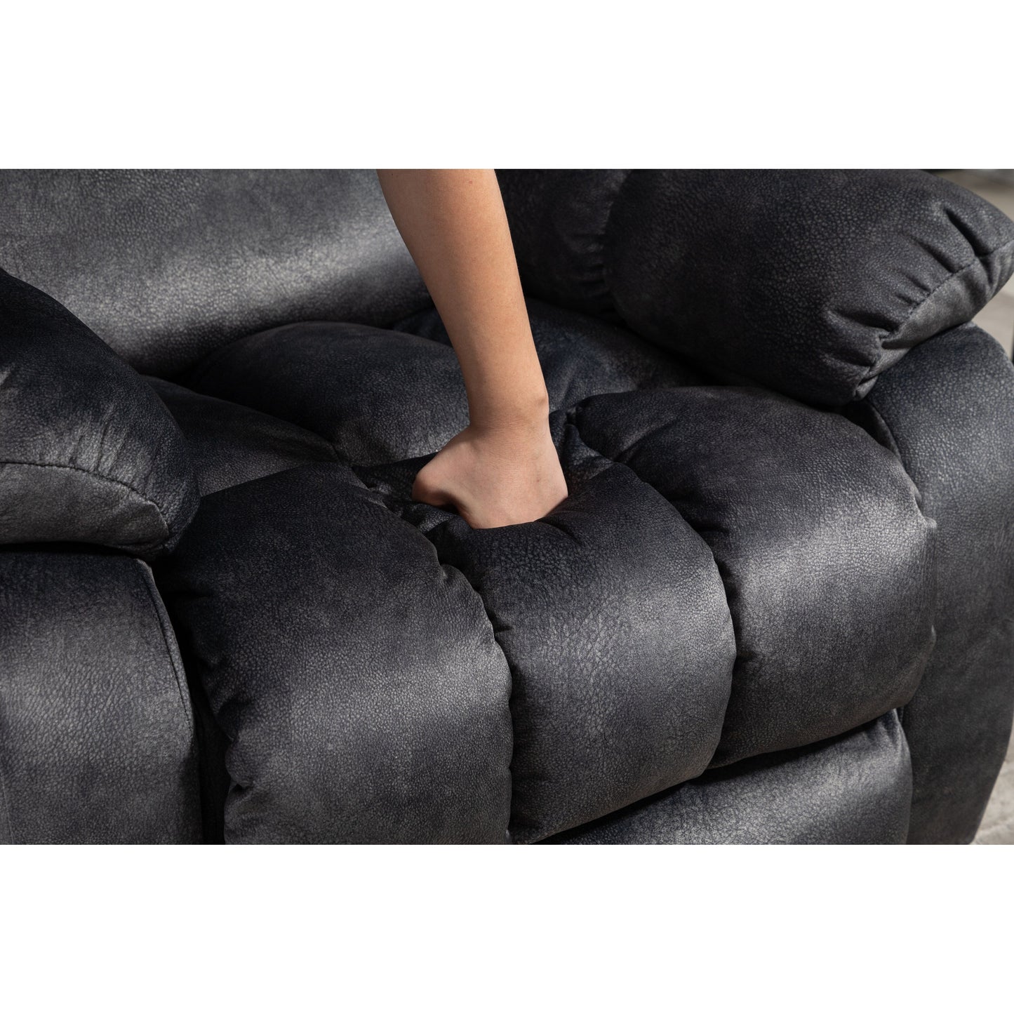 Beacon Grey Oversized Chenille Power Lift Recliner with 8 Point Massage and Lumbar Heating