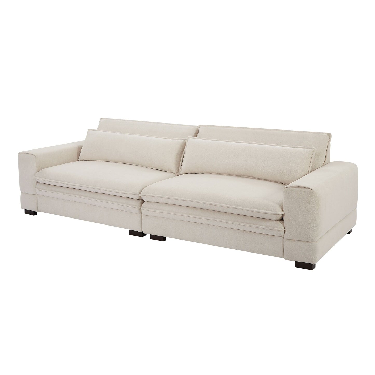 Beige 104.72'' 4-Seater Fabric Sofa with Wooden Legs for Apartment or Office