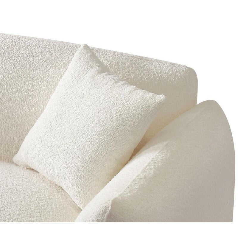 Beige Boucle Upholstered 3-seater Sofa with Pillows