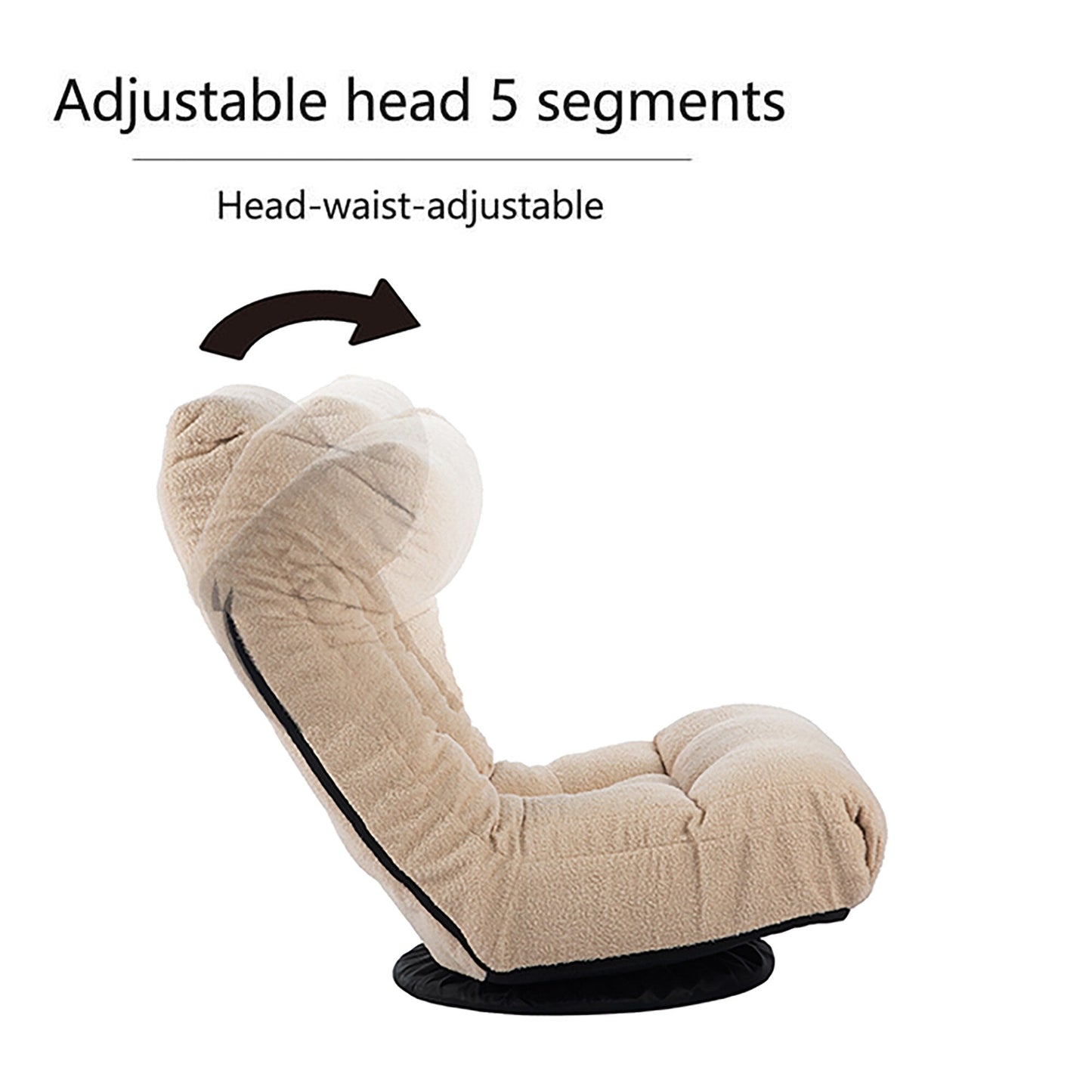 Beige Boucle Upholstered 360° Swivel Armless Manual Leisure Recliner Set with Ottoman, Adjustable Headrest and Backrest
