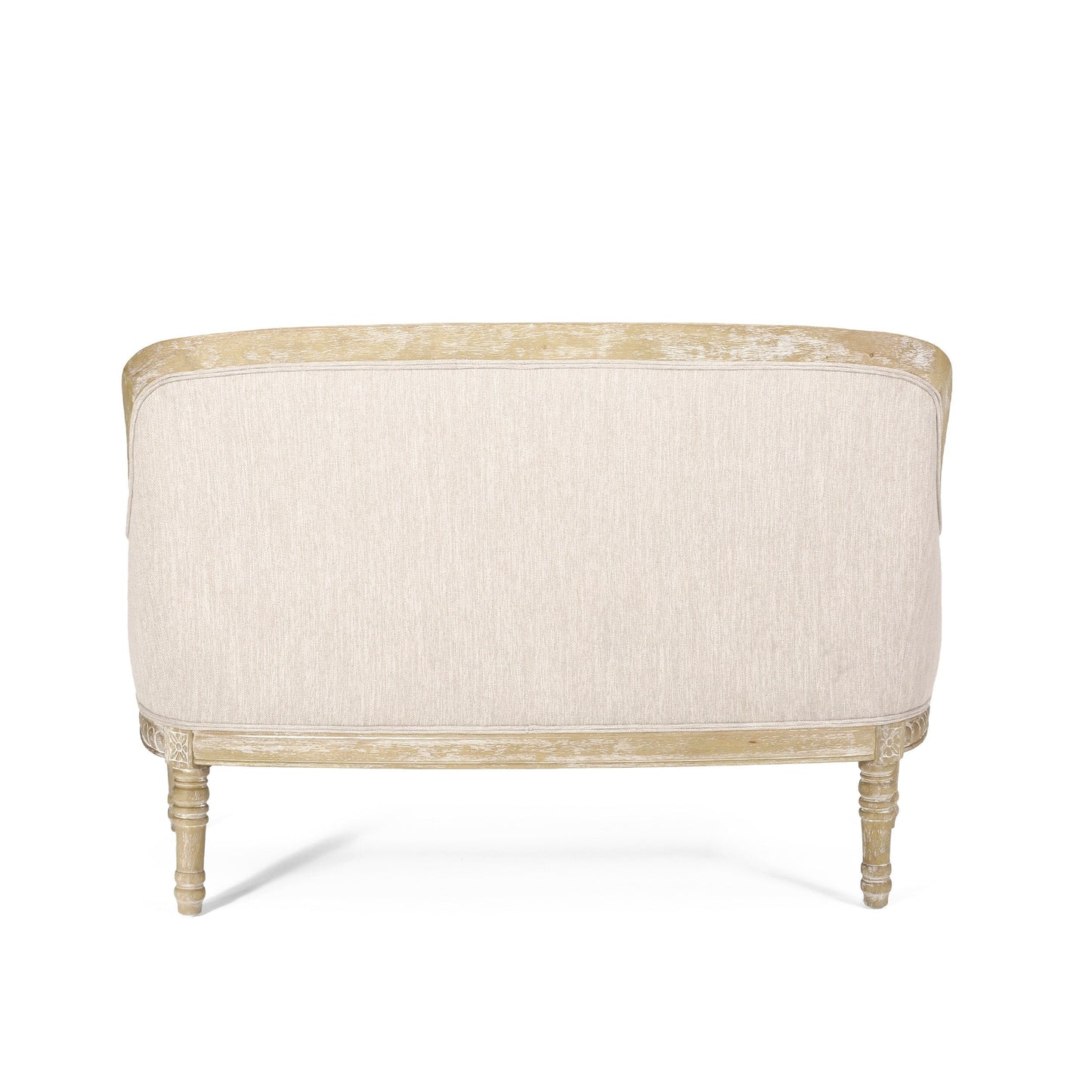 Beige Brown 49.75 Wood Loveseat Sofa with Rubbey Wood Frame and Wood Legs for Living Room