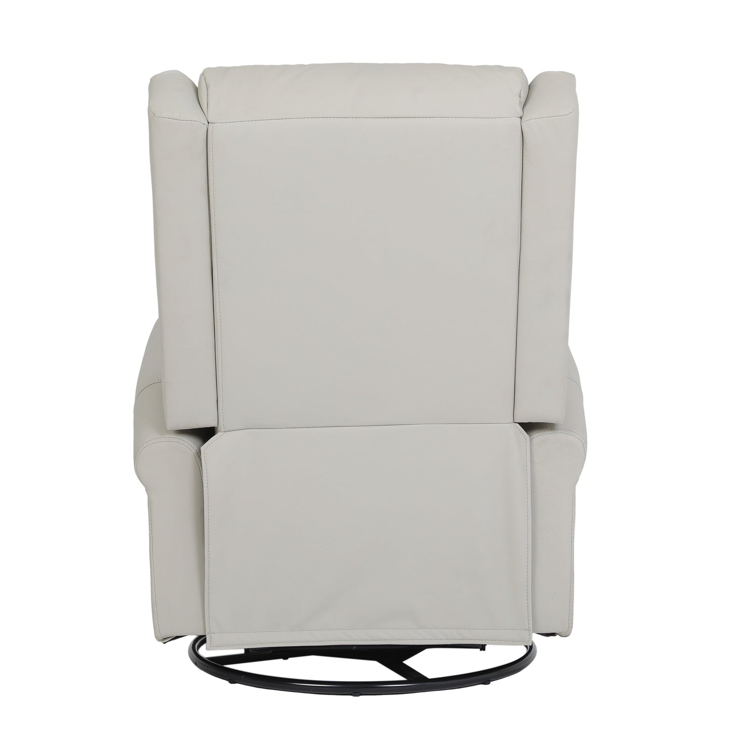 Beige PU Leather Upholstered 360° Swivel Manual Recliner with Adjustable Backrest and Footrest, Nailhead decoration