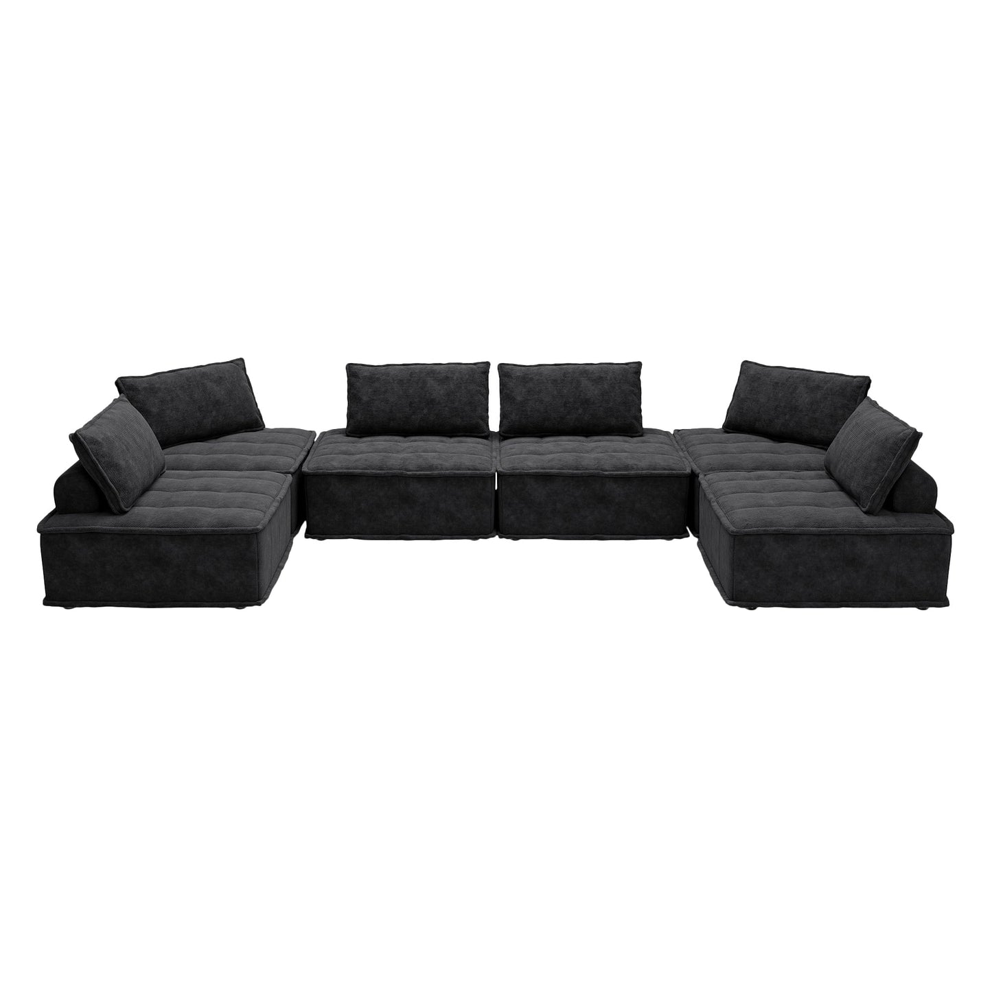 Black Chenille 6-piece Modular Sofa Set
