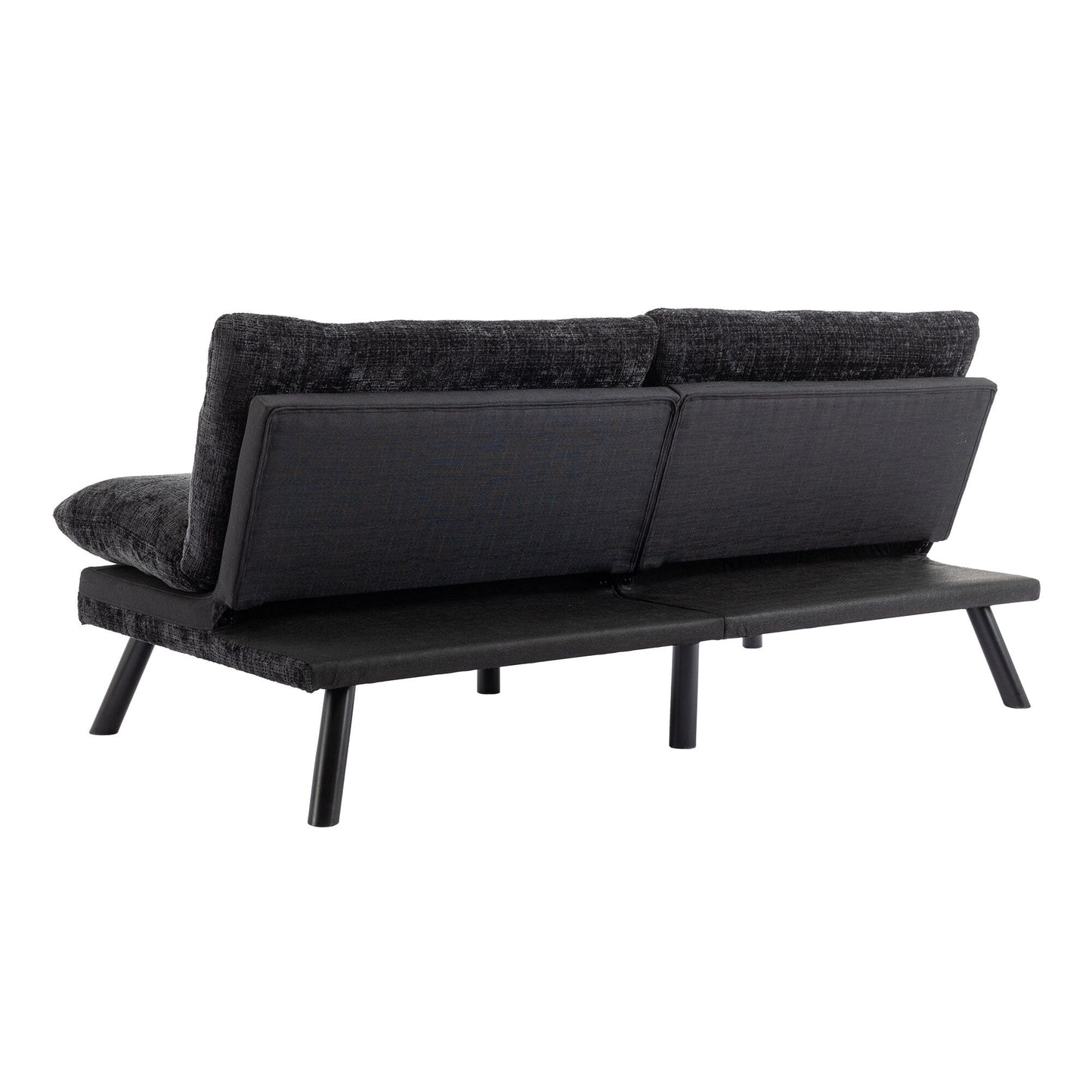 Black Chenille Convertible Loveseat Futon Sofa Bed