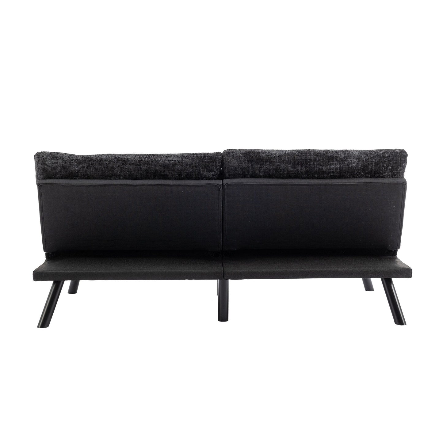 Black Chenille Convertible Loveseat Futon Sofa Bed