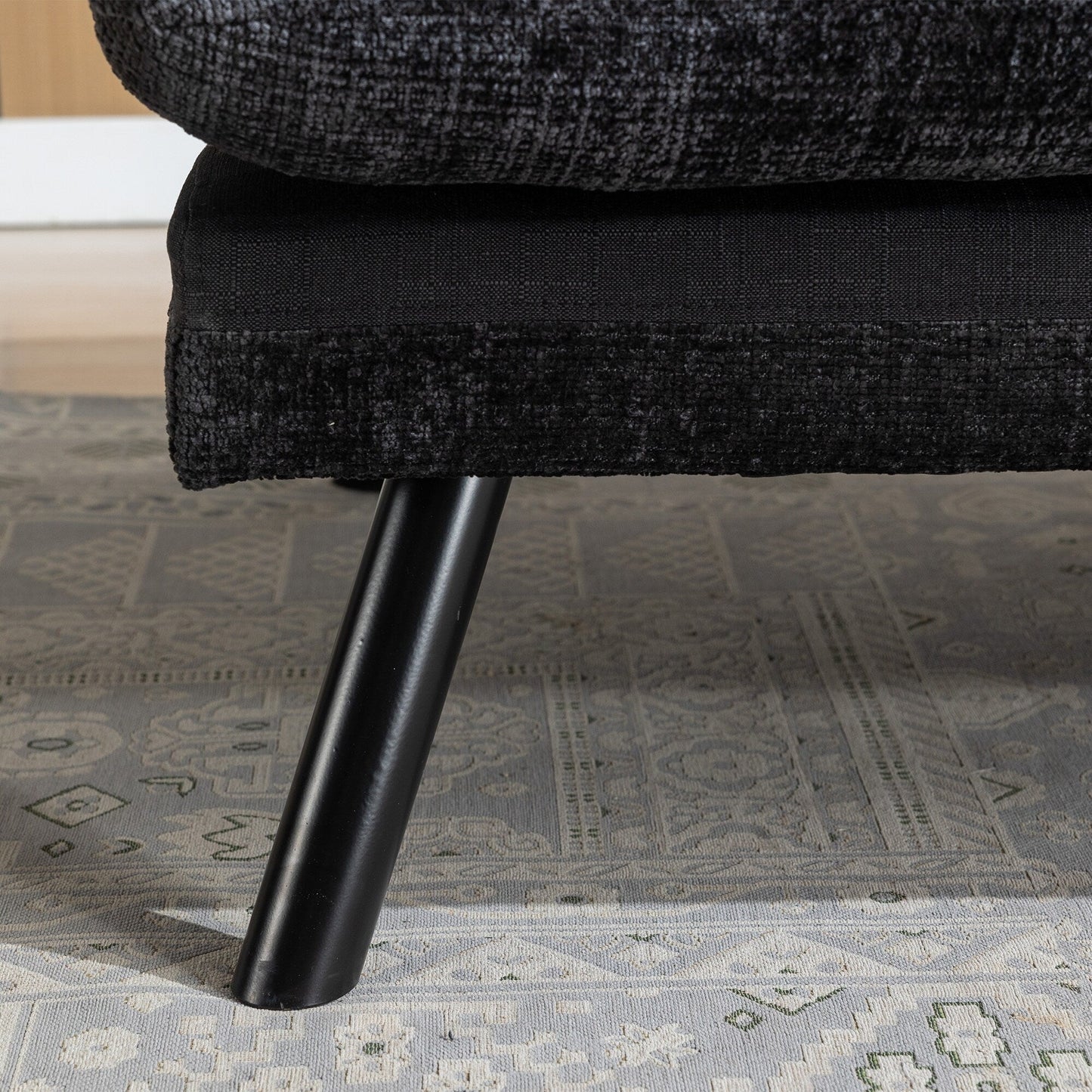 Black Chenille Convertible Loveseat Futon Sofa Bed