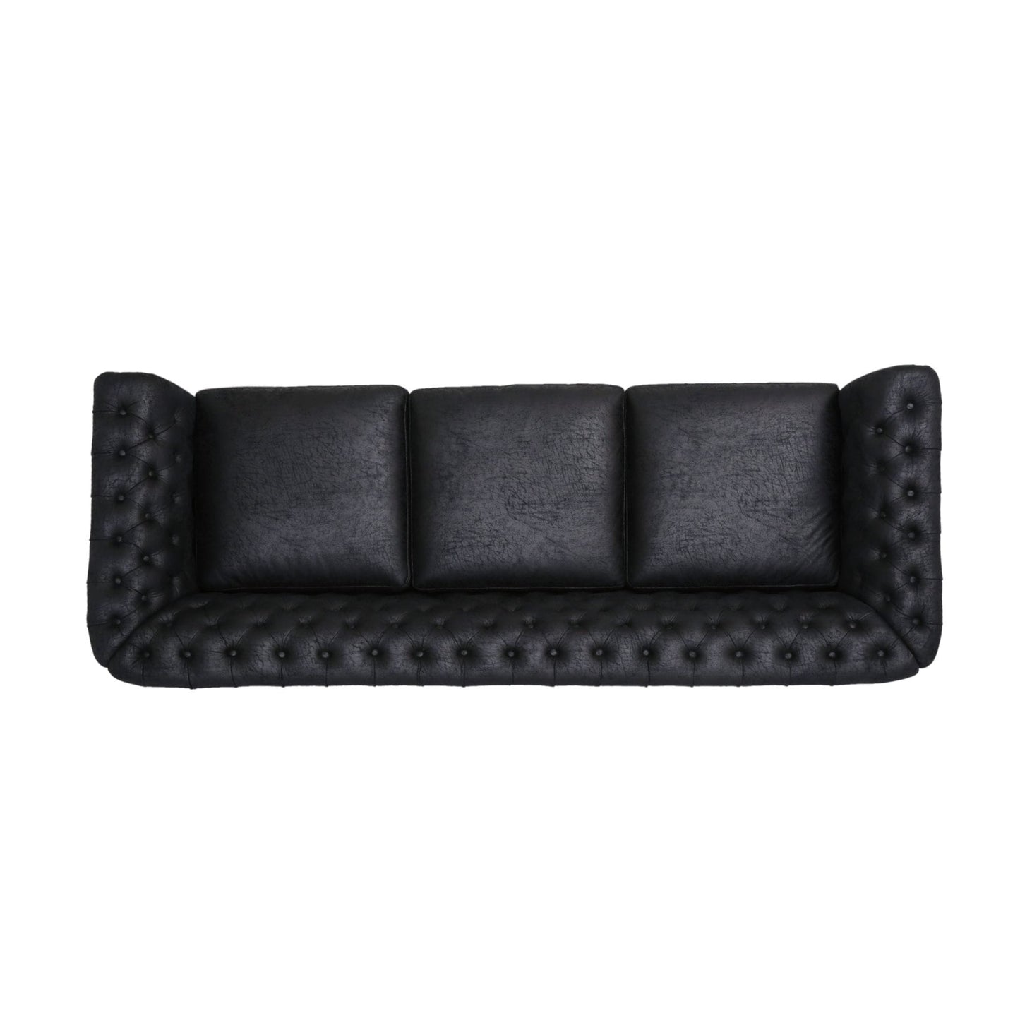 Black Chesterfield 84.75 Button Tufted Upholstered 3-seater Sofa with Nailheads and Wood Legs for Living Room