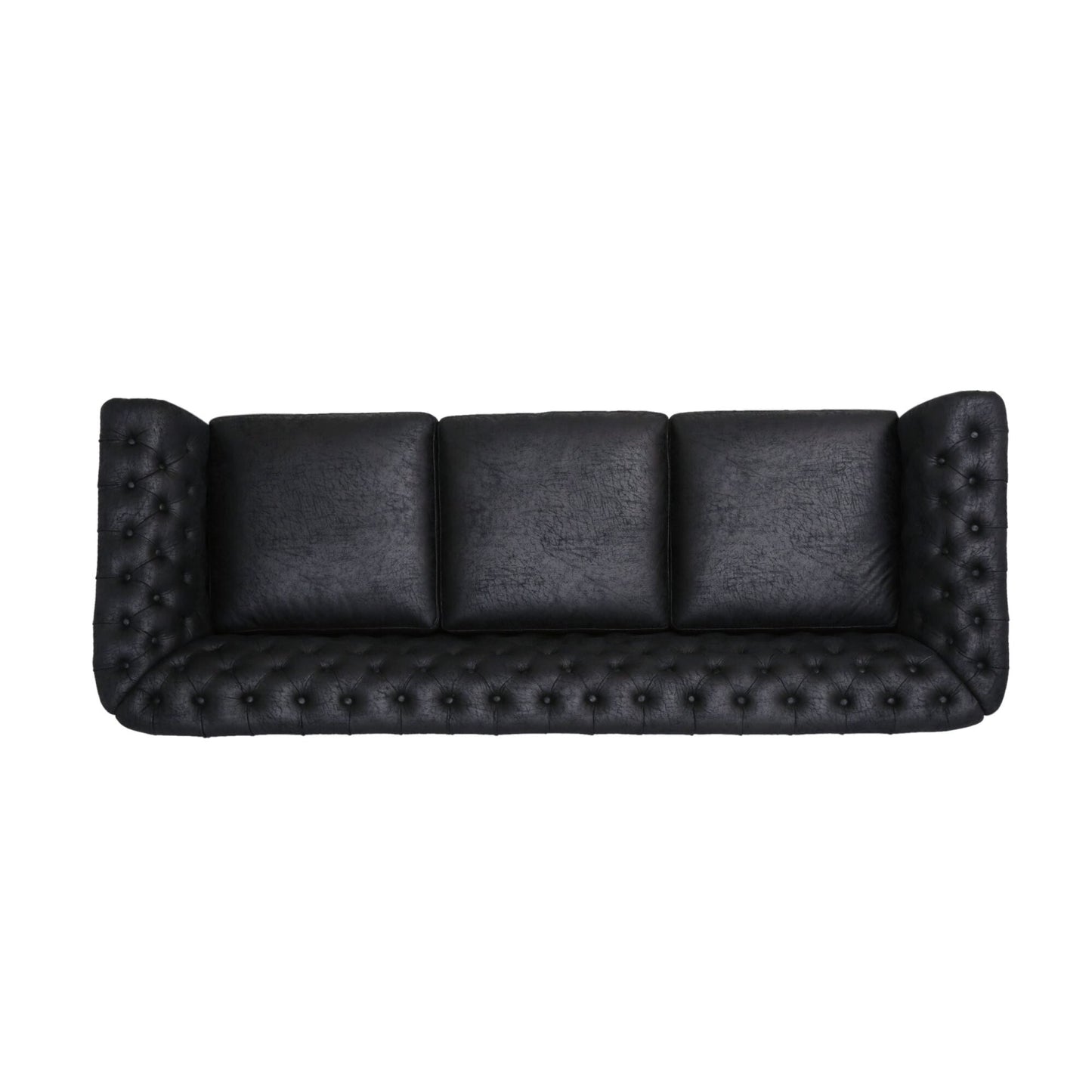 Black Chesterfield Button Tufted 3-seater Sofa with Nailheads
