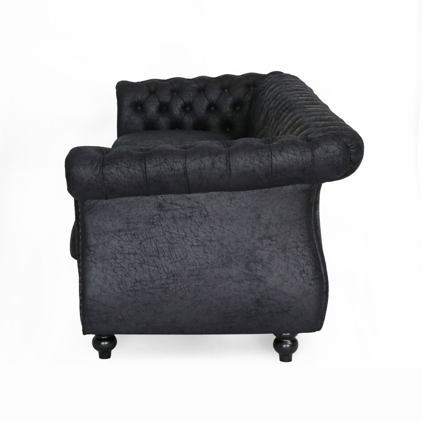 Black Chesterfield Button Tufted 3-seater Sofa with Nailheads