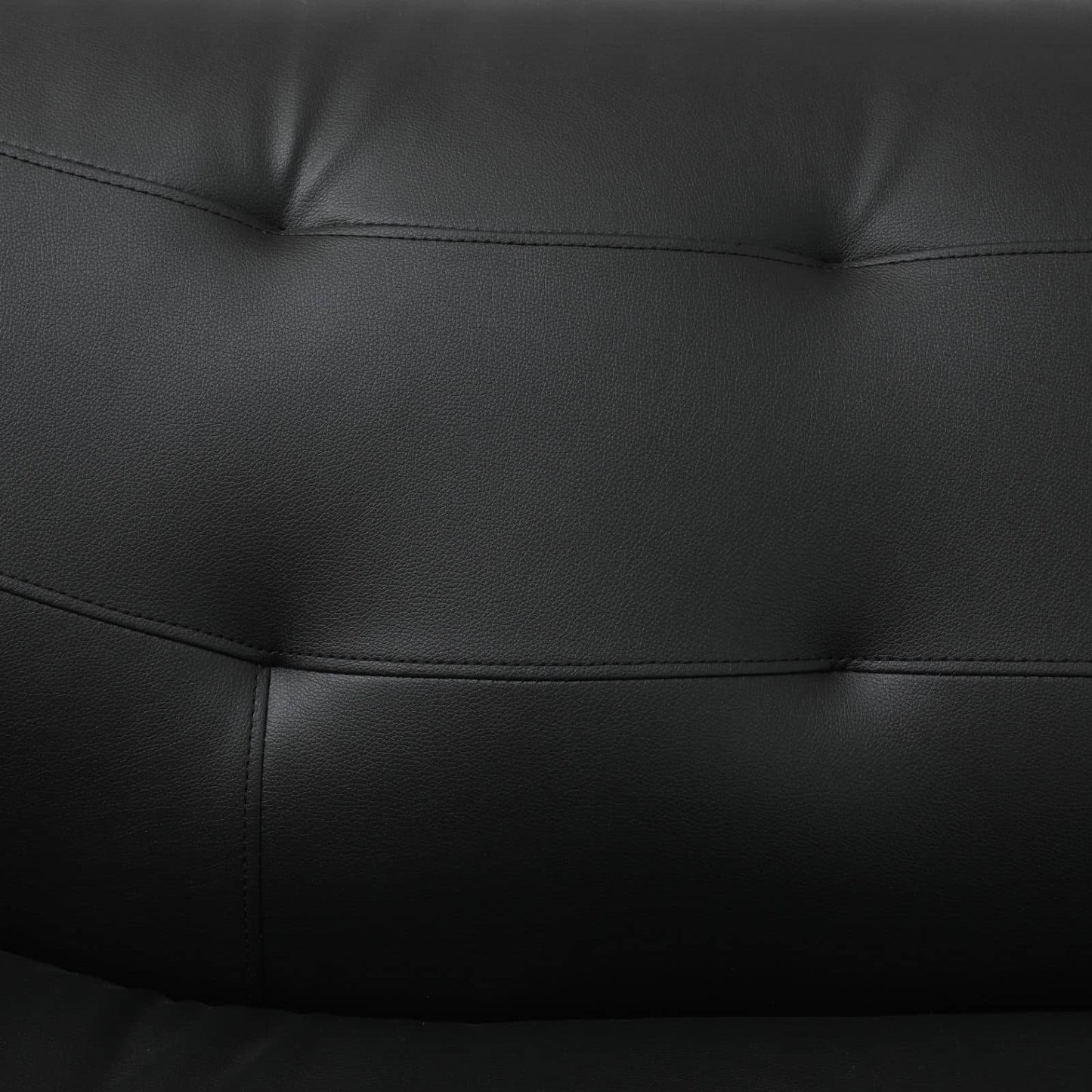 Black Faux leather 3 Seater Living Room Sofa