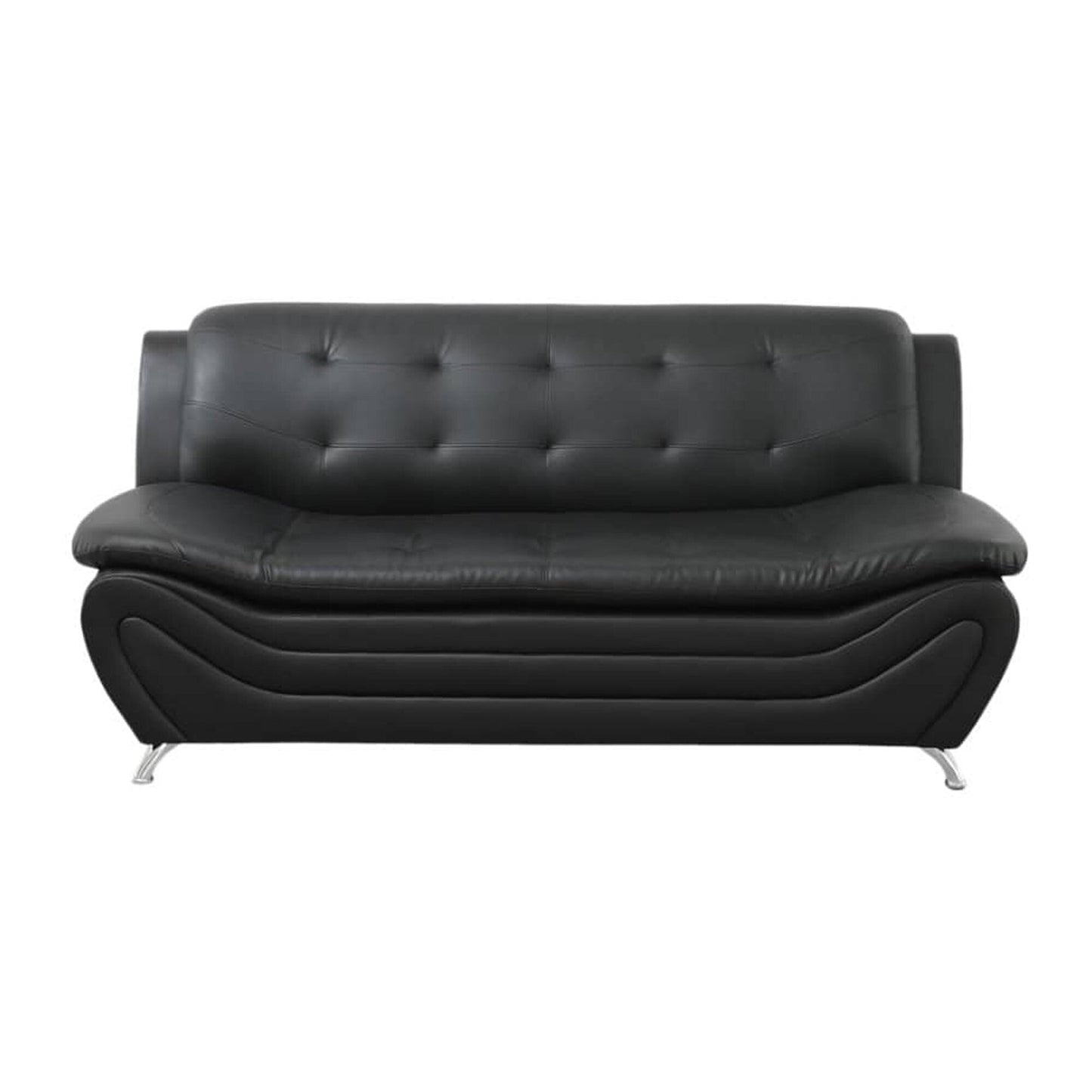 Black Faux leather 3 Seater Living Room Sofa