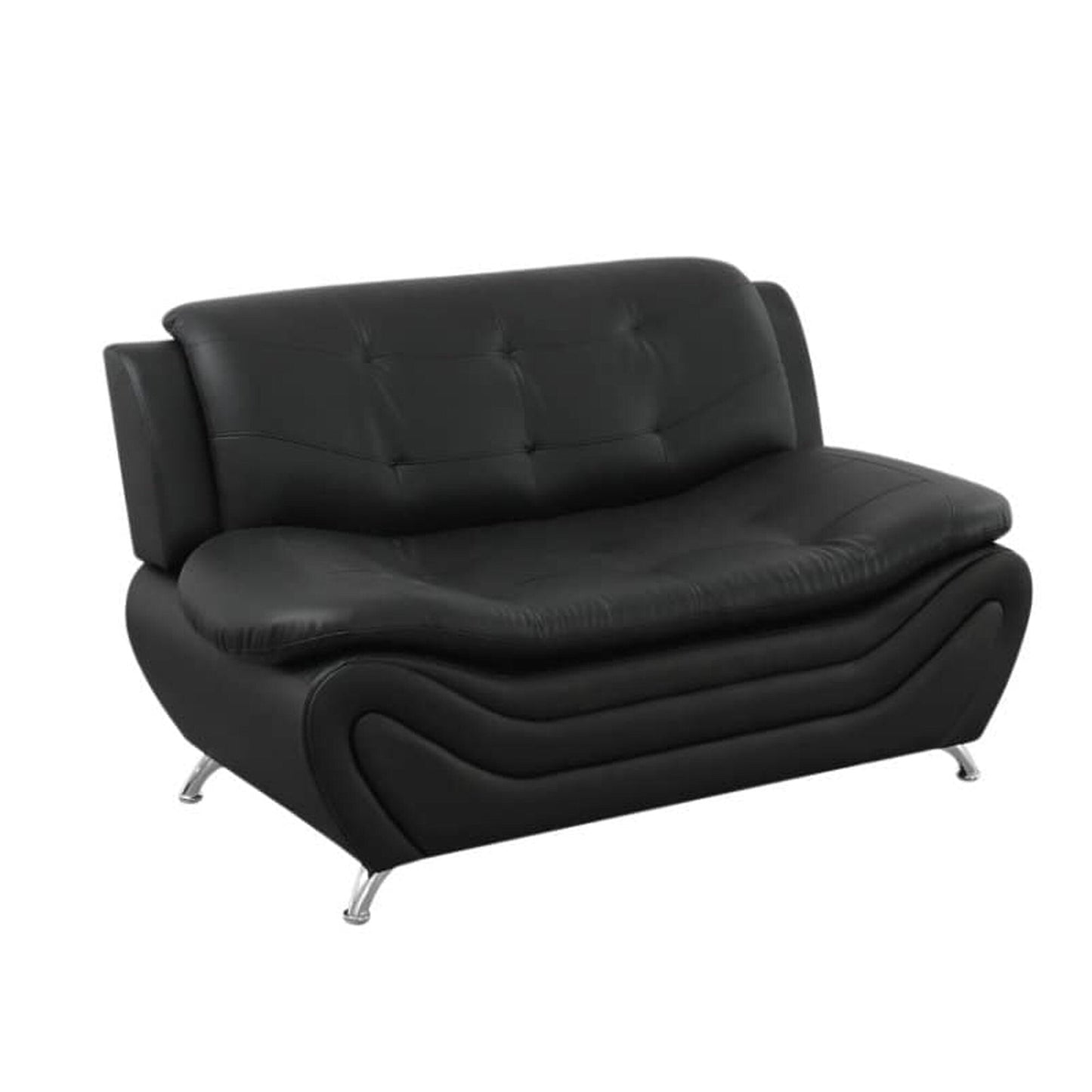 Black Faux leather 3 Seater Living Room Sofa