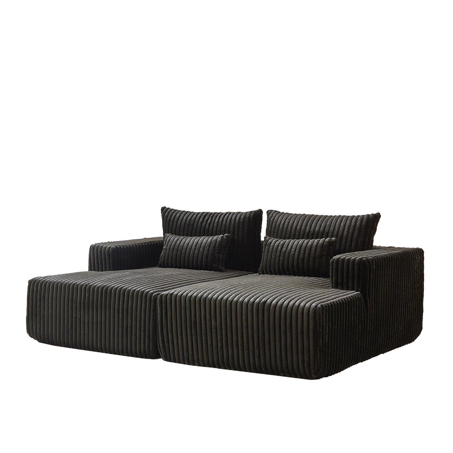 Black Modern 87 Cloud Plush Loveseat Sectional Lounge Sleeper Chaise Sofa with Pillows for Living Room