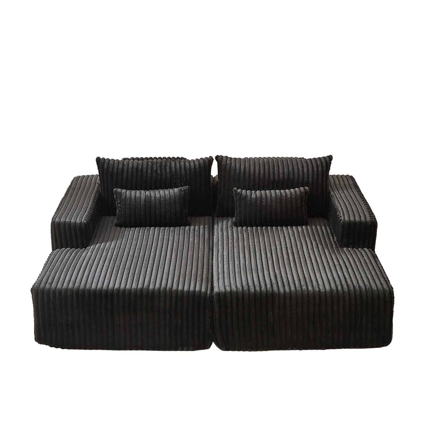 Black Modern 87 Cloud Plush Loveseat Sectional Lounge Sleeper Chaise Sofa with Pillows for Living Room