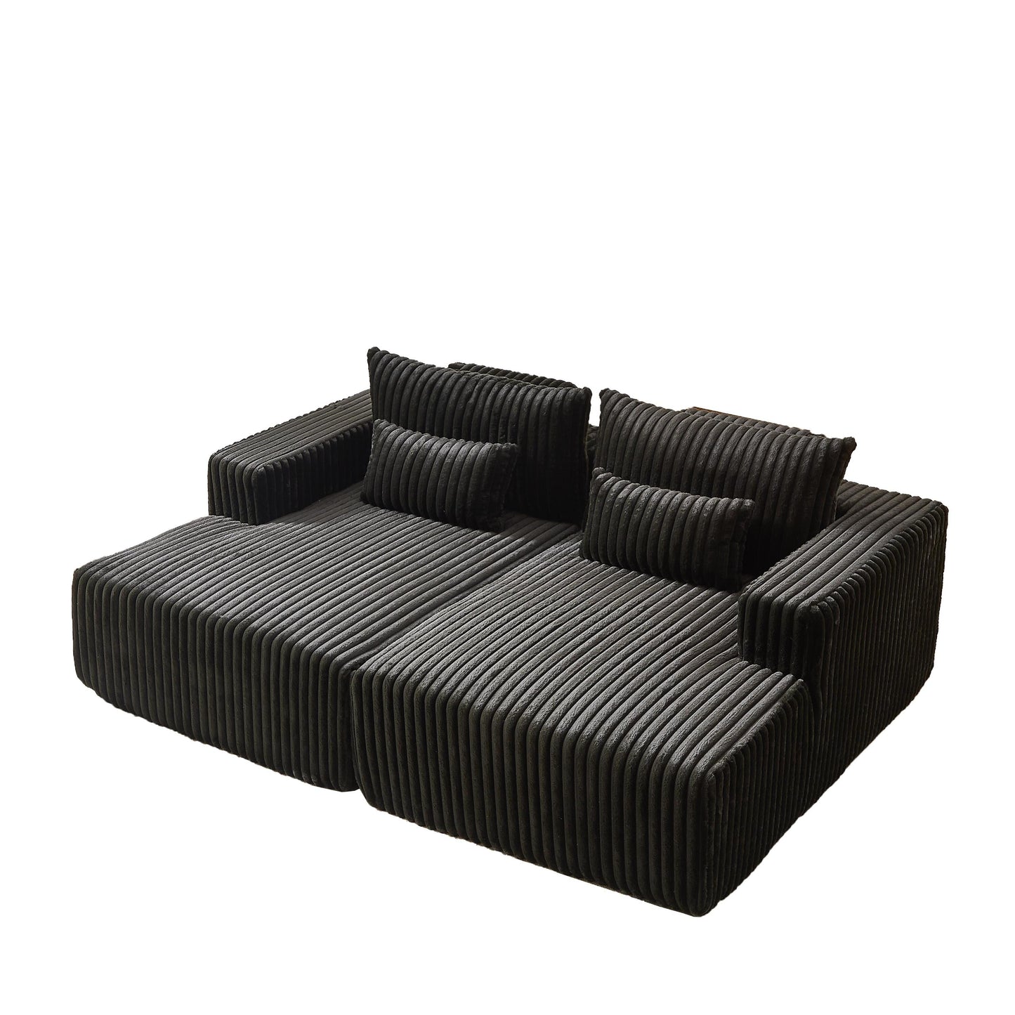 Black Modern 87 Cloud Plush Loveseat Sectional Lounge Sleeper Chaise Sofa with Pillows for Living Room