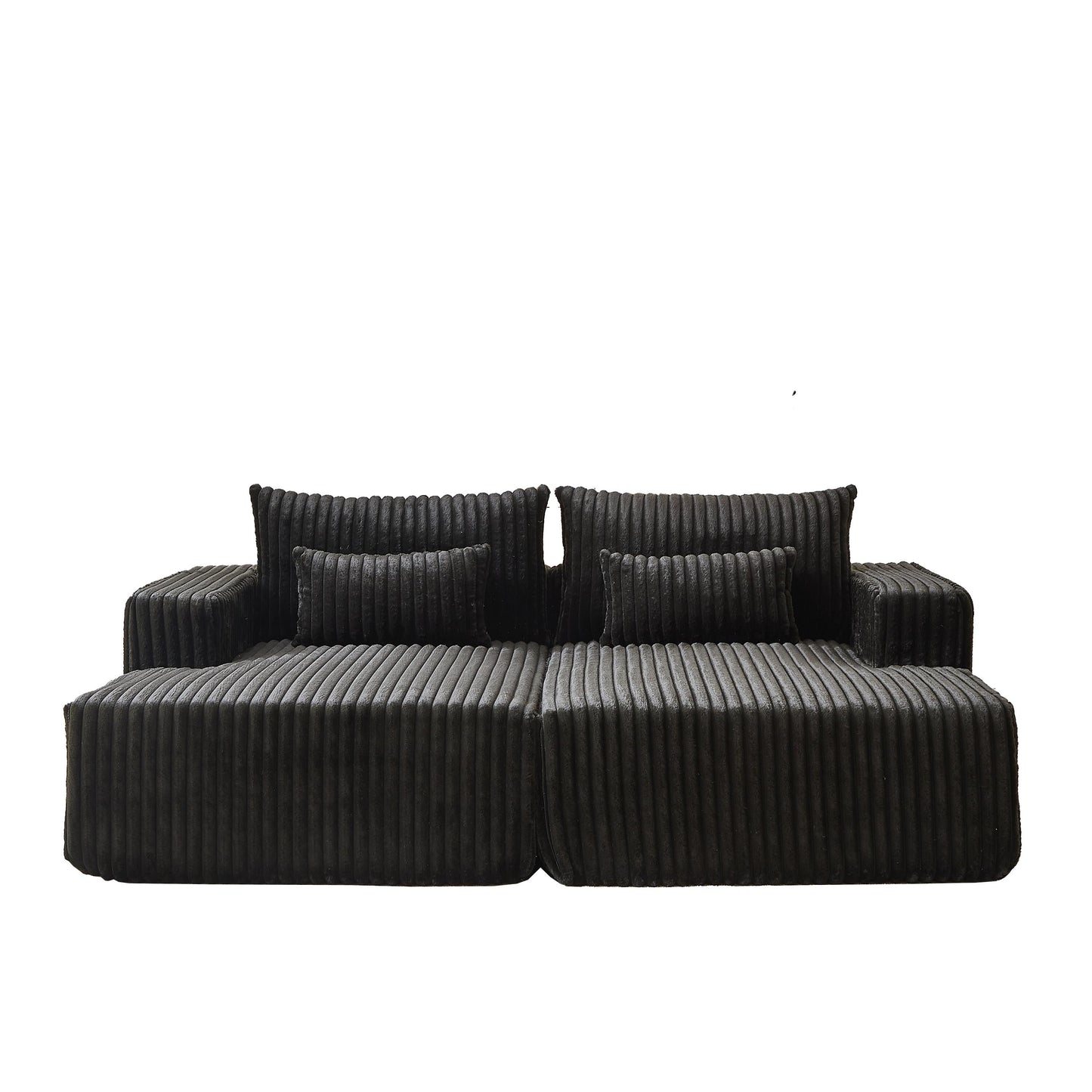 Black Modern 87 Cloud Plush Loveseat Sectional Lounge Sleeper Chaise Sofa with Pillows for Living Room