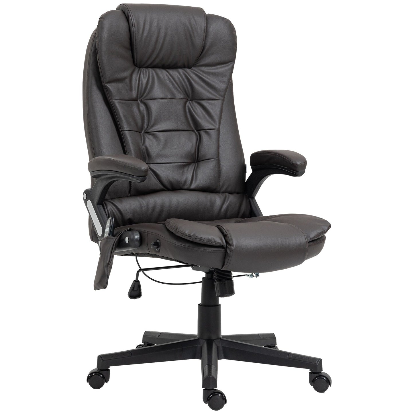 Black PU Leather 360° Swivel High Back Office Recliner with Vibration Massage, Lumbar Heating, and Adjustable Height