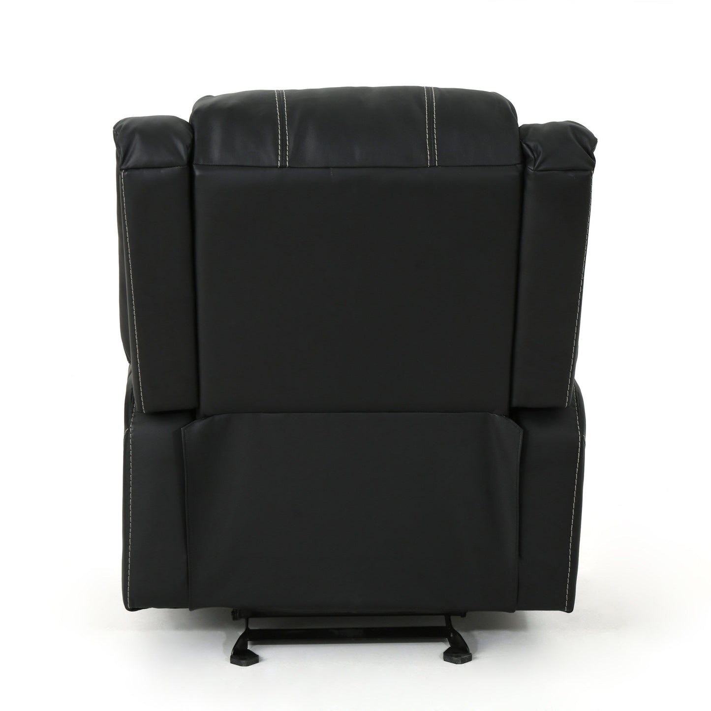 Black PU Leather Upholstery Recliner Chair with Steel Cup Holders , Effortless Reclining, Luxurious Comfort