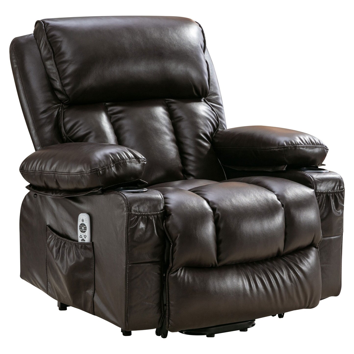 Black Power Lift Recliner with Massage, Heat & PU Leather