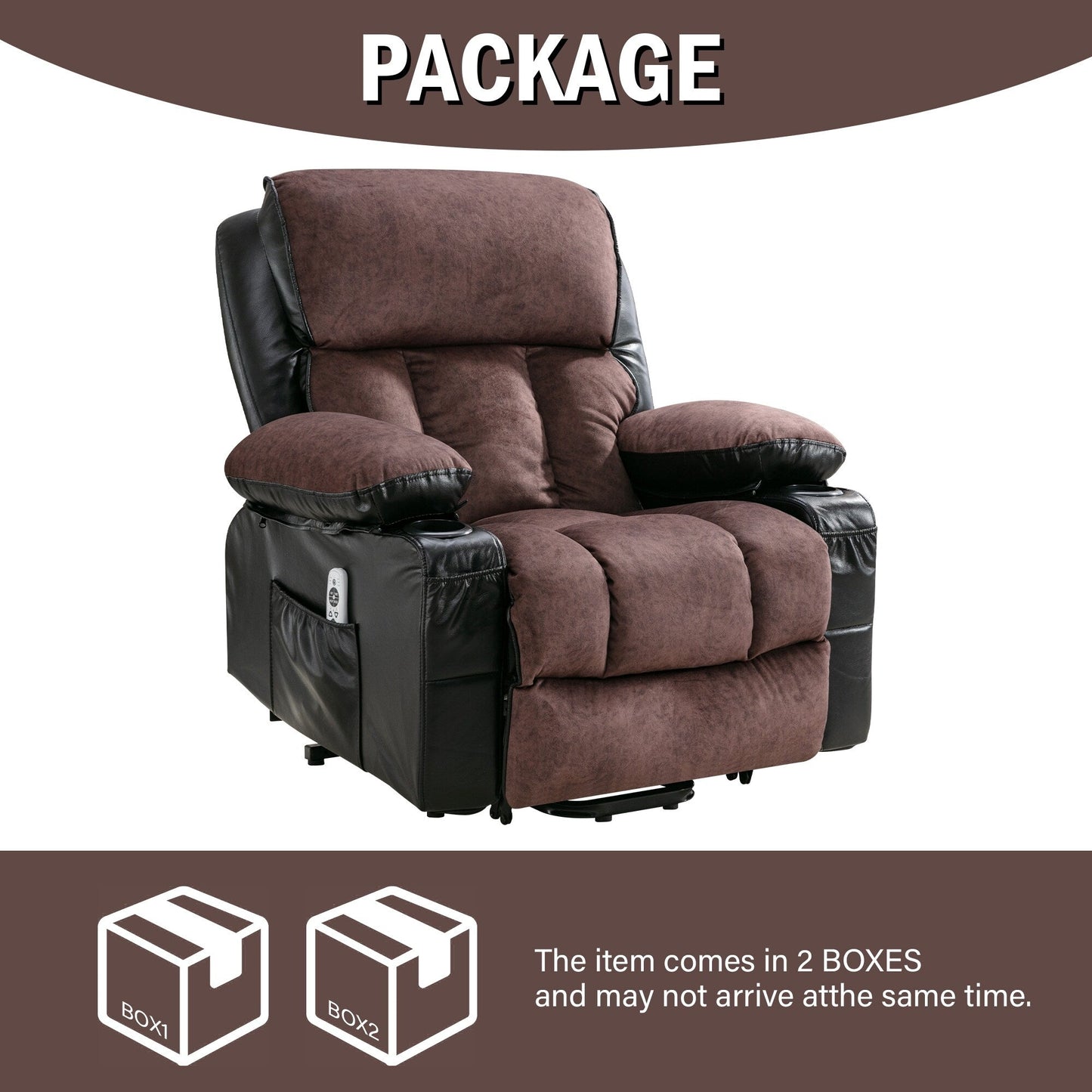 Black Power Lift Recliner with Massage, Heat & PU Leather